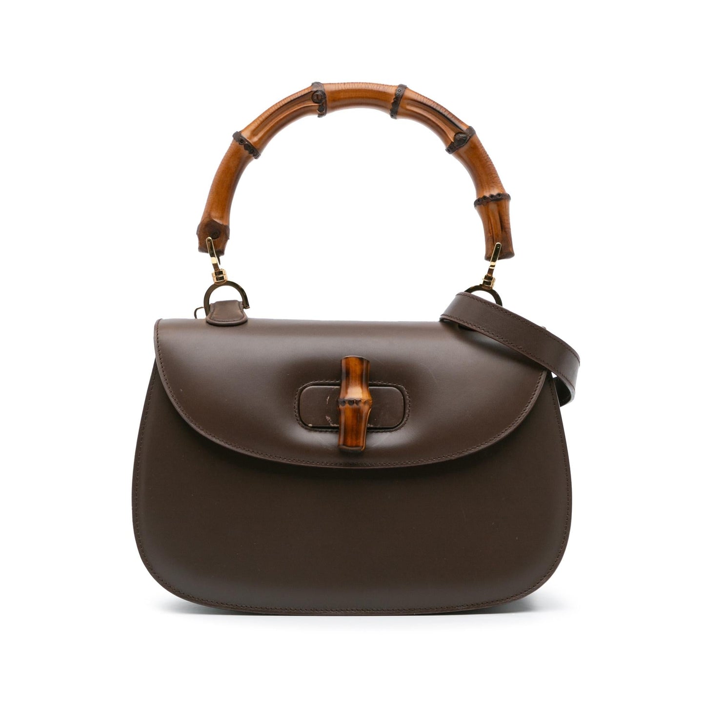 Gucci Bamboo Night Calf Calfskin Brown Satchel Bag