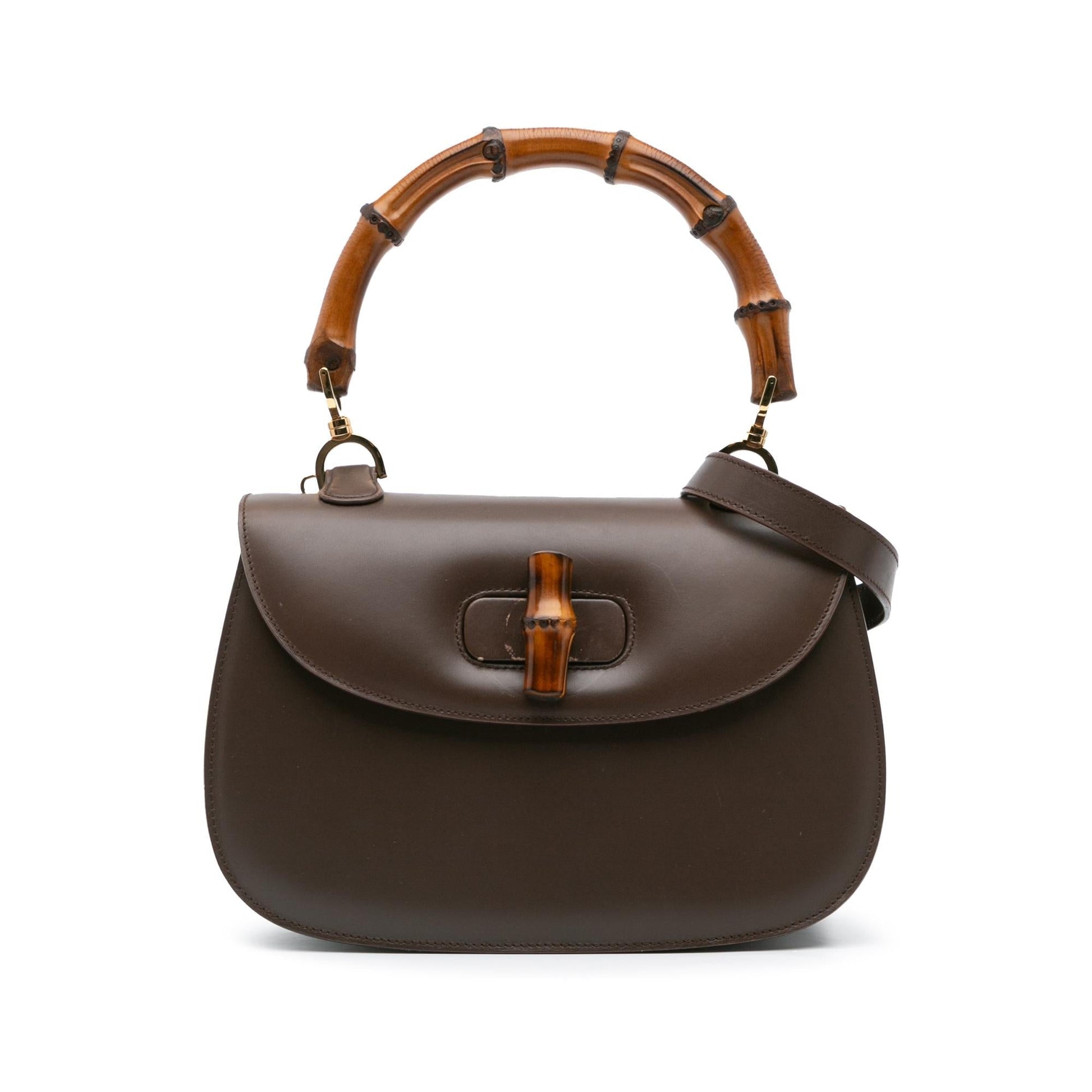 Gucci Bamboo Night Calf Calfskin Brown Satchel Bag