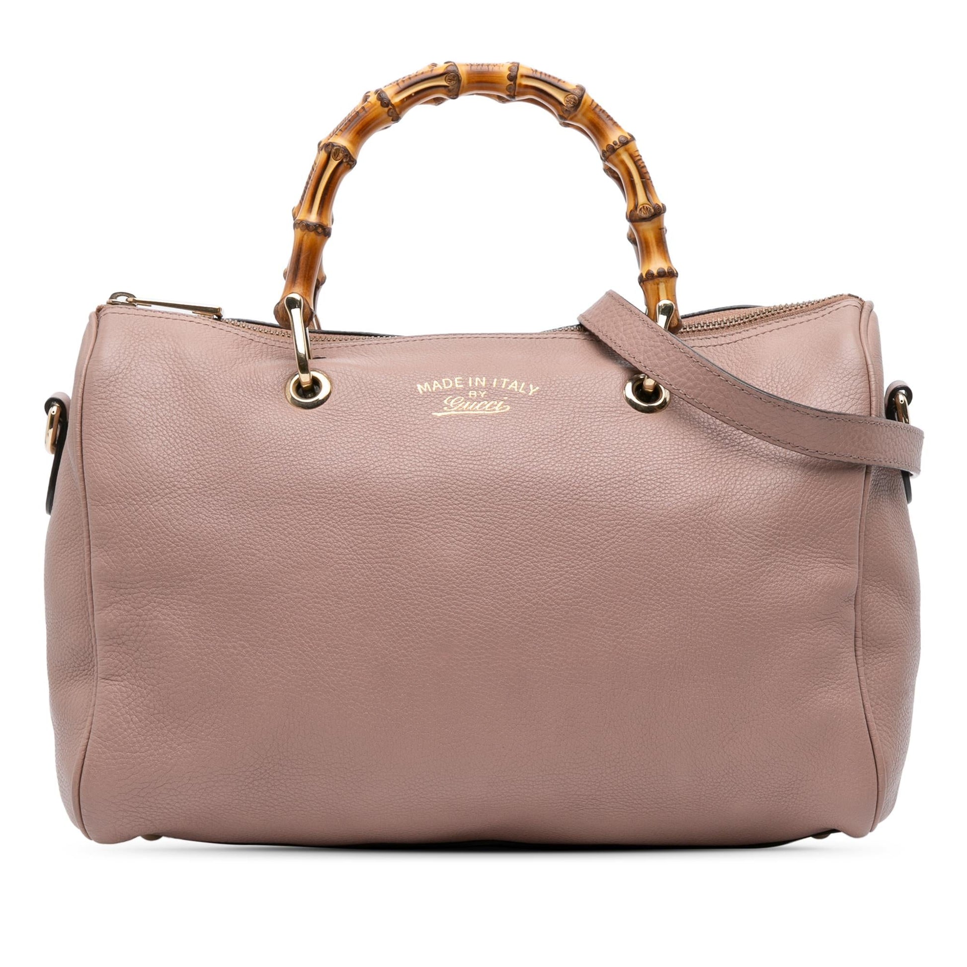 Gucci Bamboo Shopper Boston Calf Calfskin Pink Satchel Bag