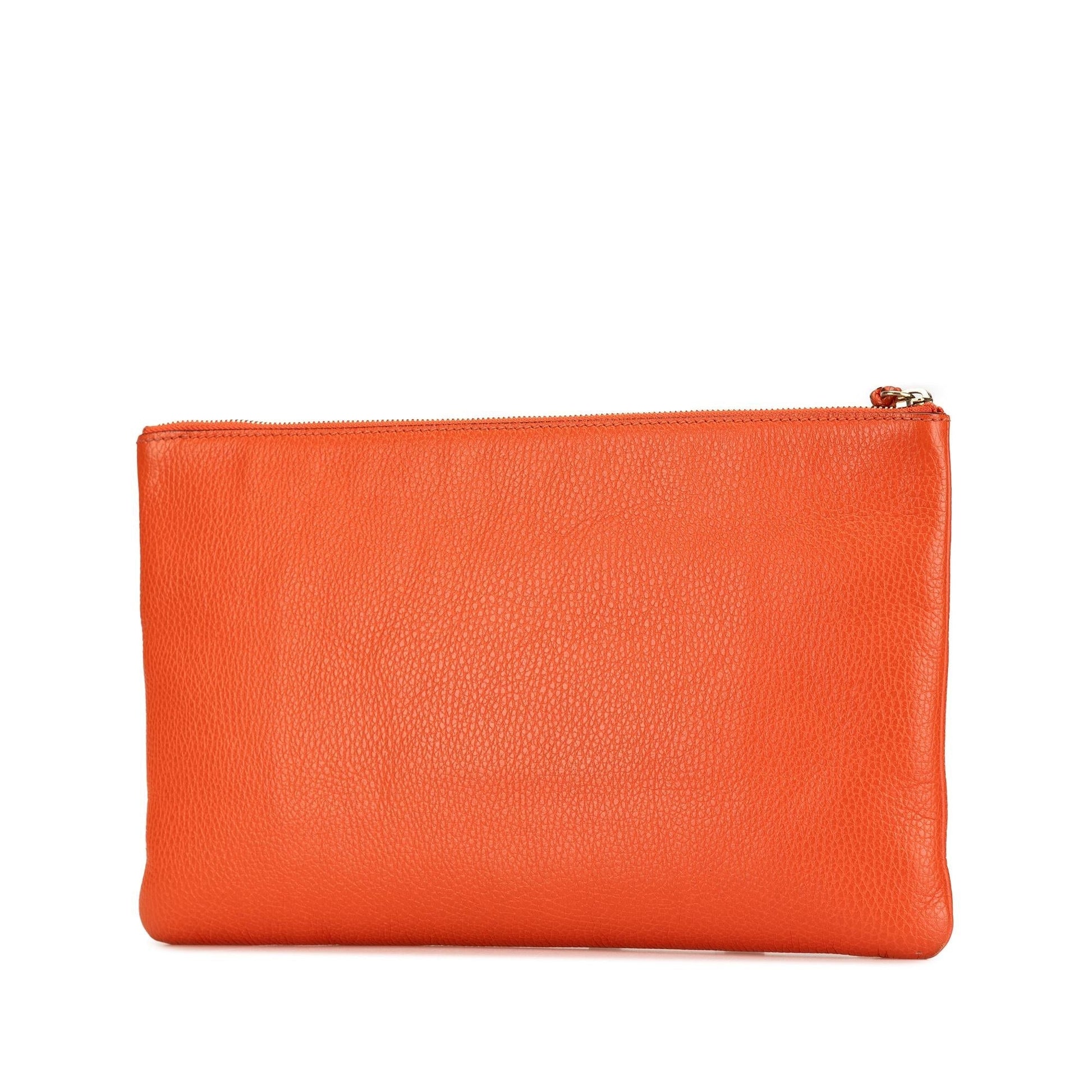 Gucci Bamboo Tassel Calf Calfskin Orange Clutch Bag