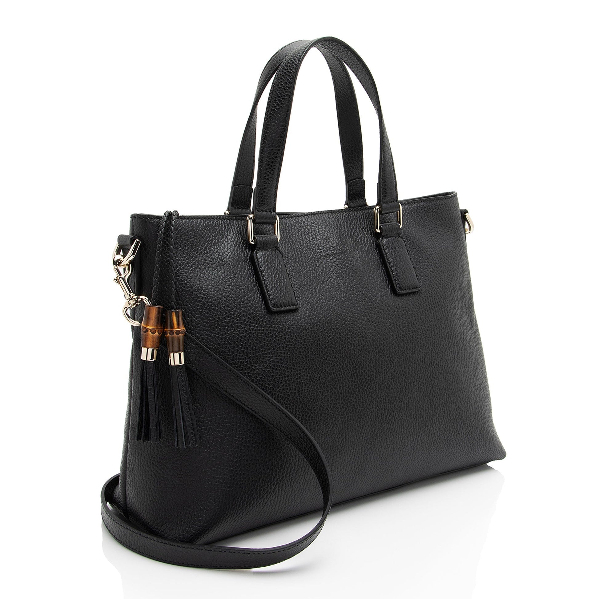 Gucci Bamboo Tassel SHF-gWsjHp Calfskin Black Tote Bag