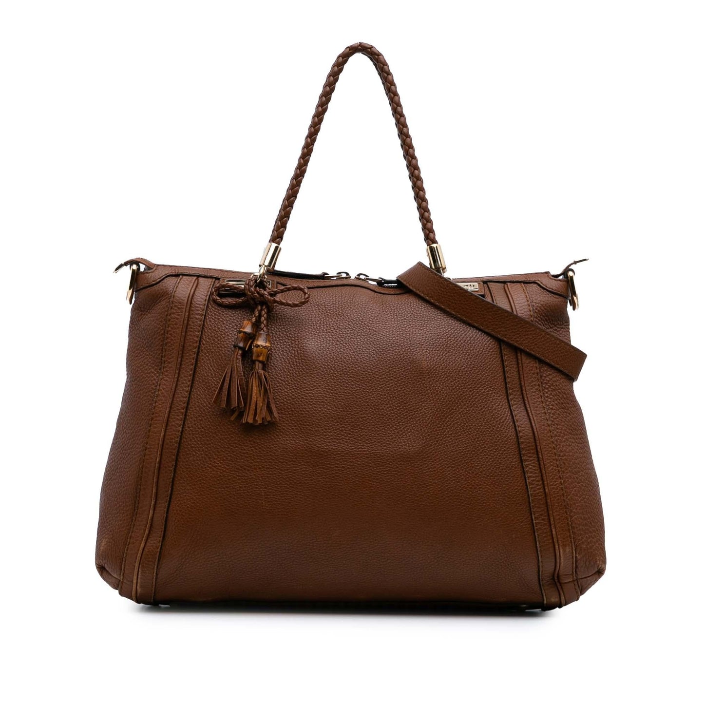 Gucci Bella Calf Calfskin Brown Satchel Bag