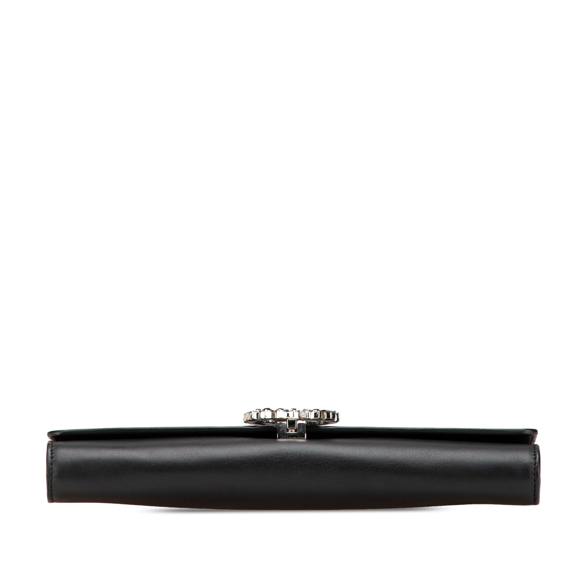 Gucci Crystals Broadway Calf Calfskin Black Clutch Bag