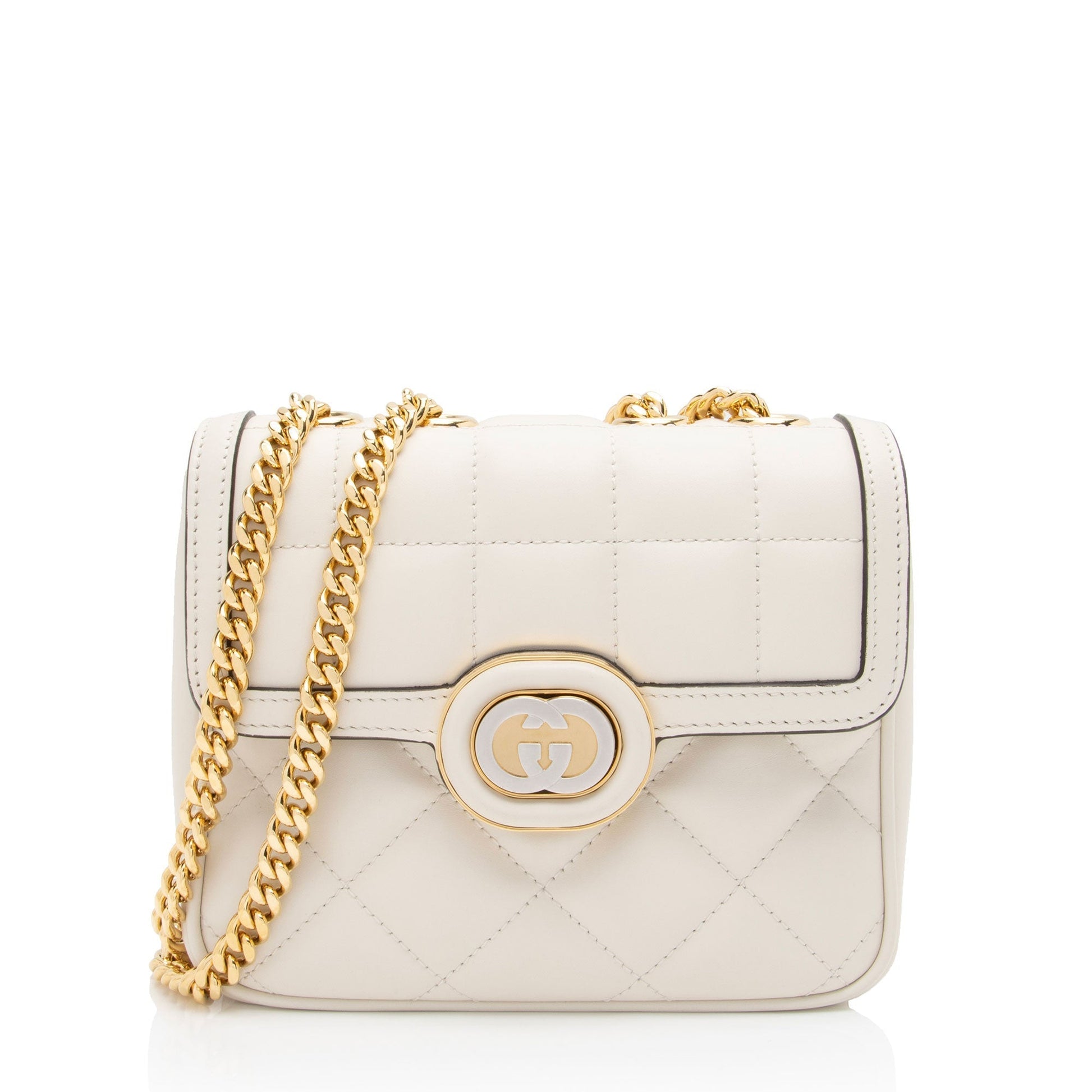 Gucci Deco Calfskin White Mini Crossbody Bag