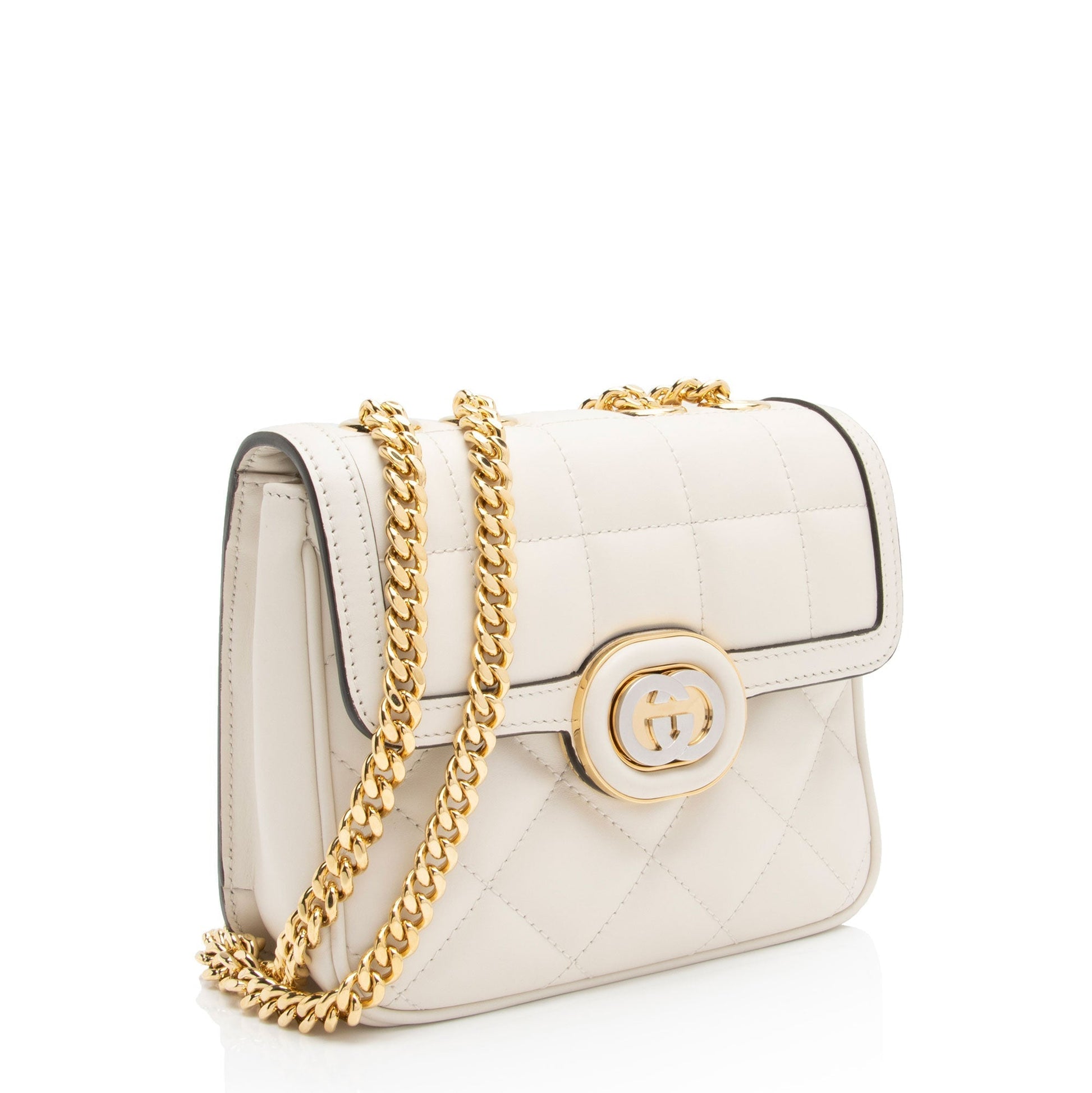 Gucci Deco Calfskin White Mini Crossbody Bag