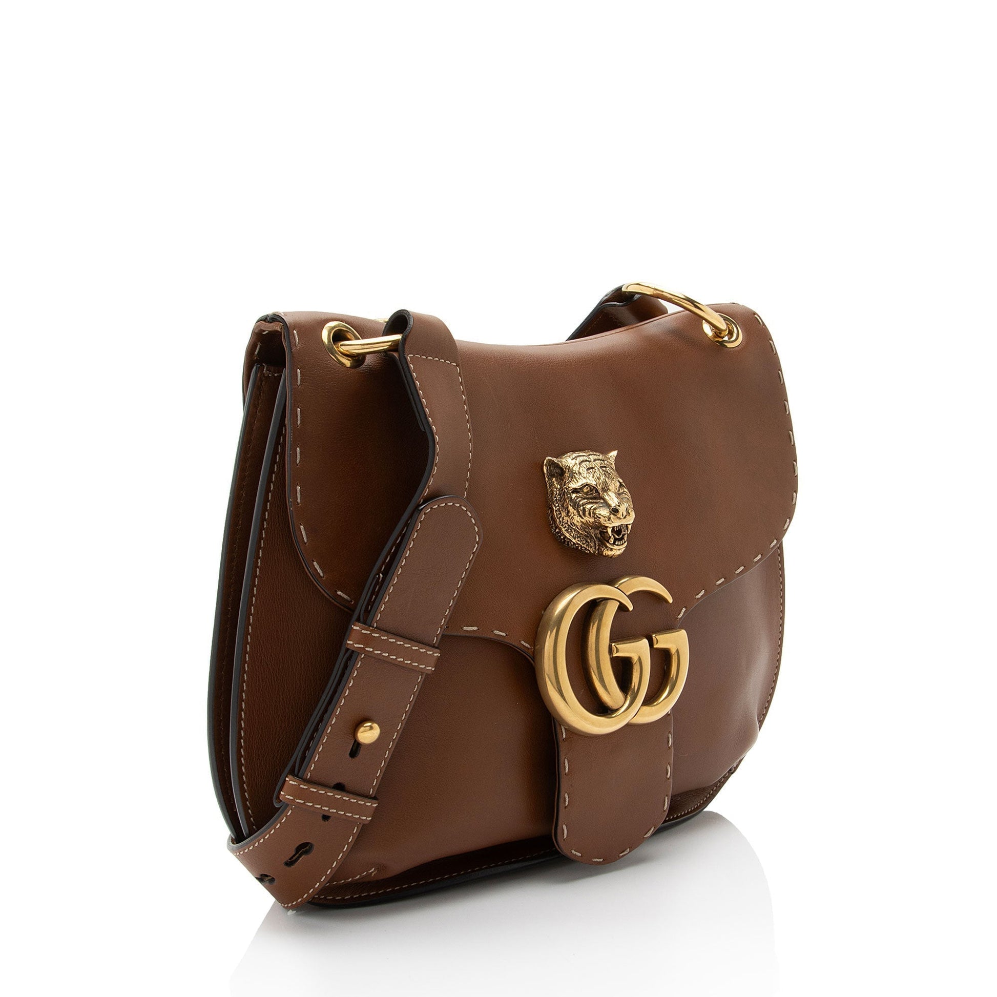 Gucci GG Marmont Tiger Calfskin Brown Shoulder Bag