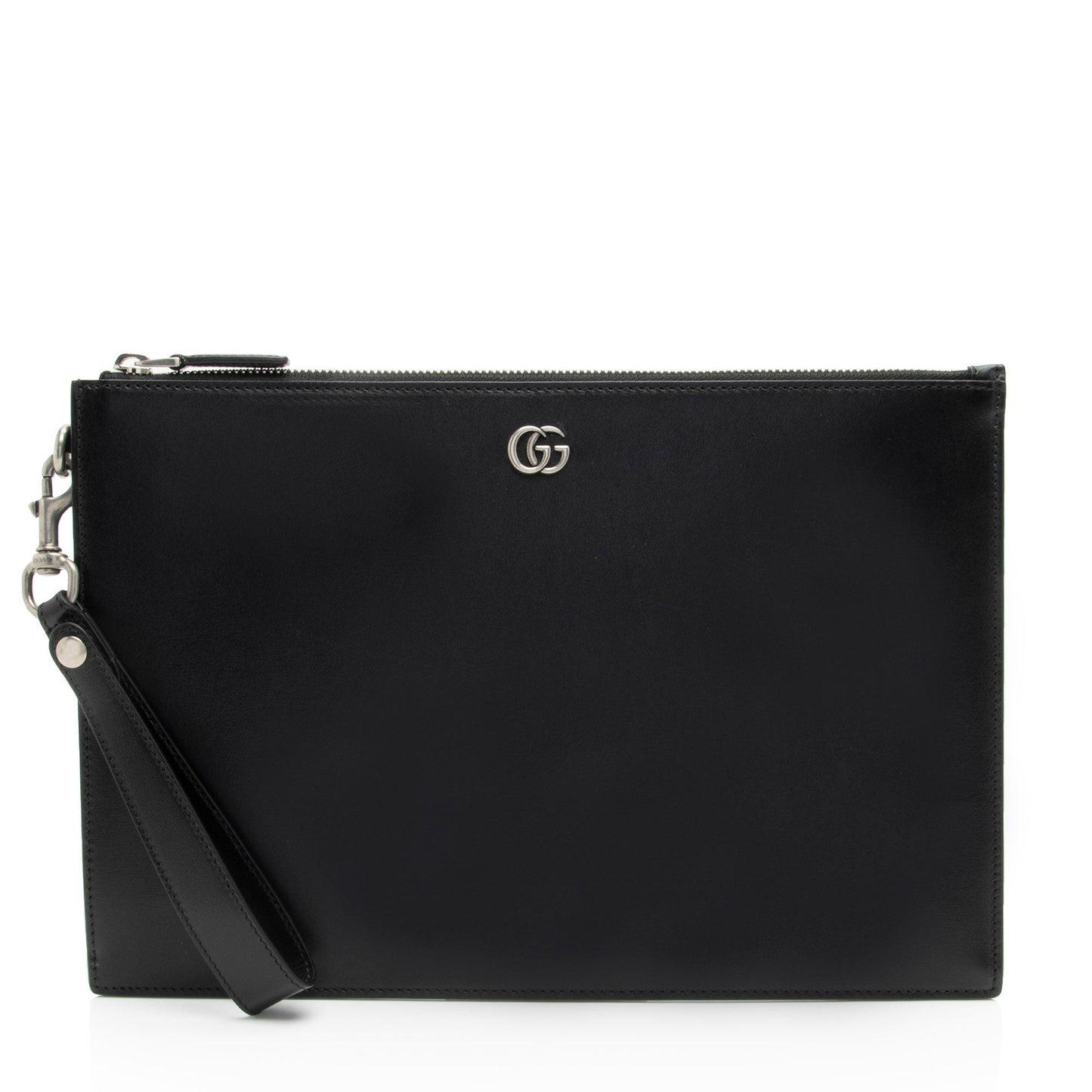 Gucci GG Marmont Zip Pouch Calfskin Black Clutch Bag