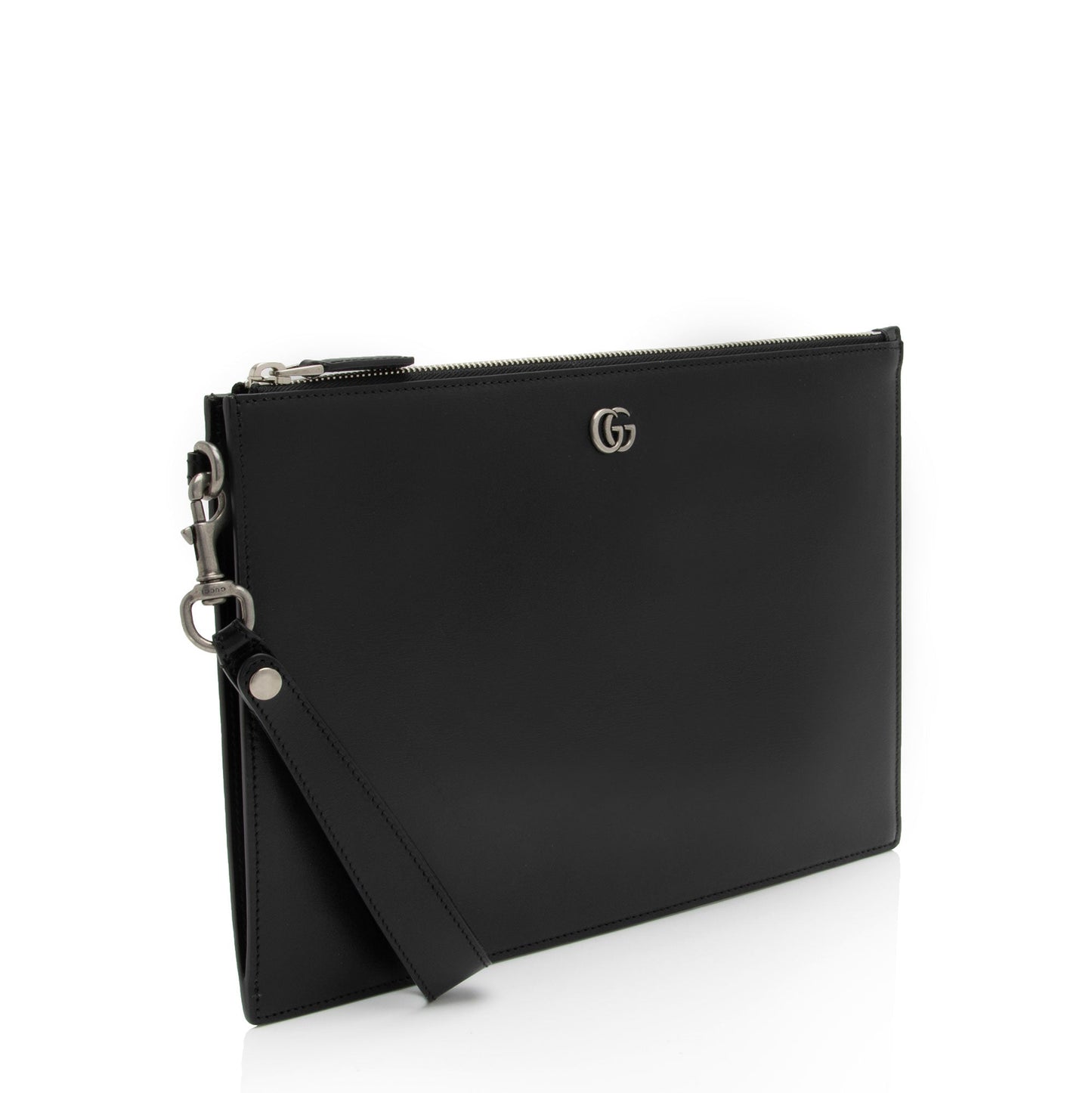 Gucci GG Marmont Zip Pouch Calfskin Black Clutch Bag