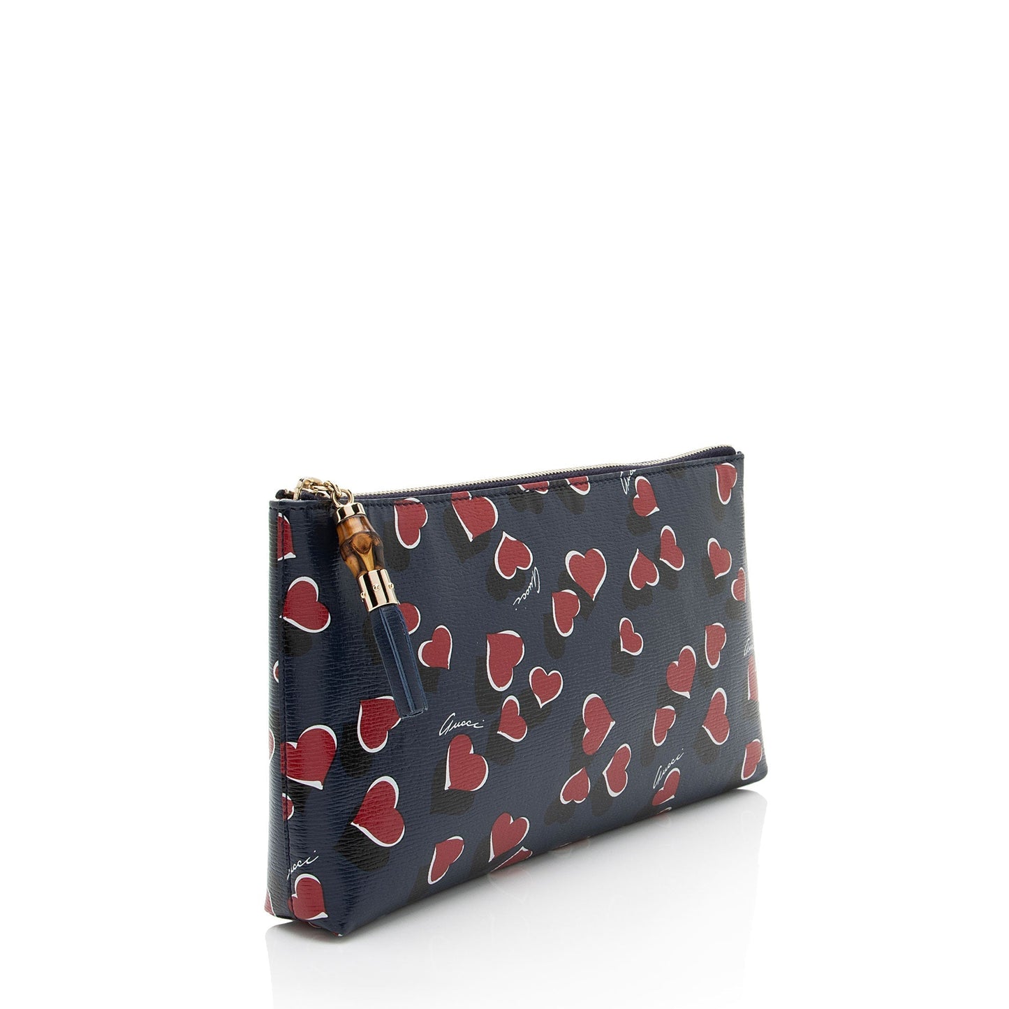 Gucci Heartbeat Pouch Calfskin White Blue Red Clutch Bag