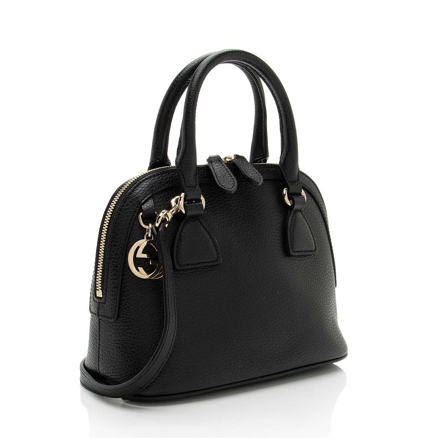 Gucci GG Charm Dome Leather Black Small Satchel Bag