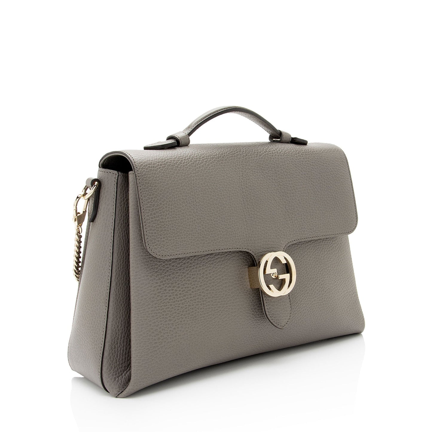Gucci Interlocking G SHF-AHOWbQ Calfskin Grey Medium Top Handle Shoulder Bag