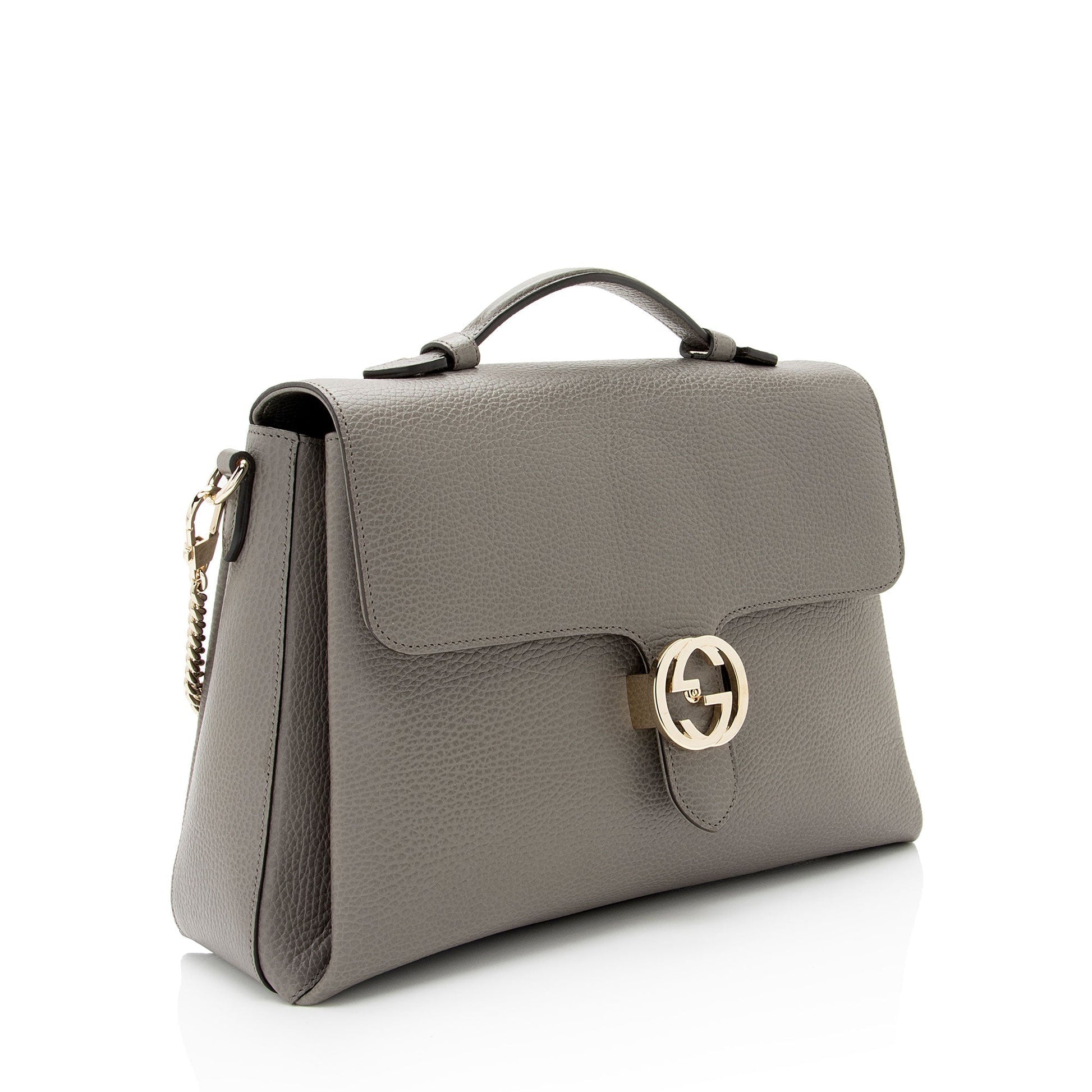 Gucci Interlocking G SHF-AHOWbQ Calfskin Grey Medium Top Handle Shoulder Bag