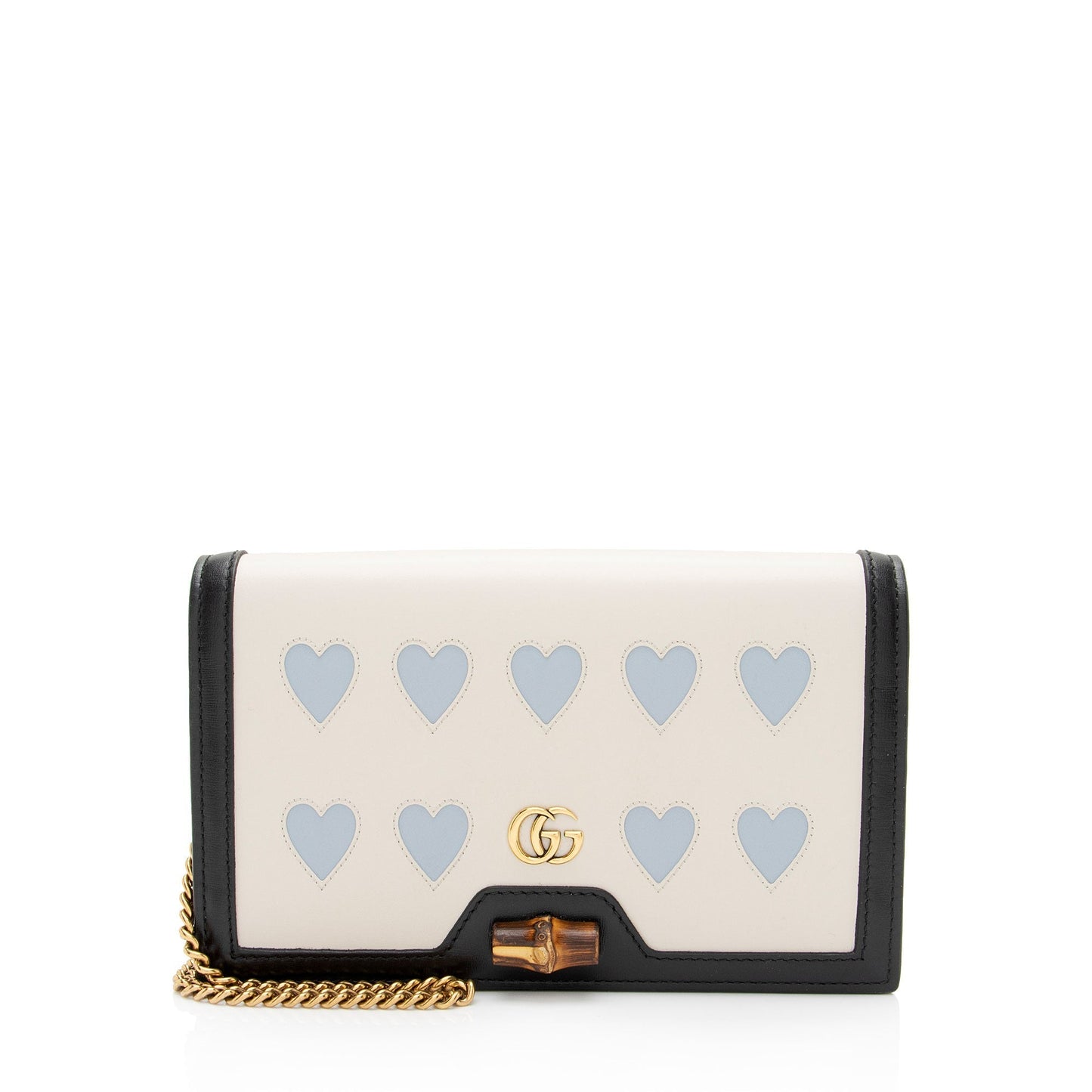 Gucci Lovelight Diana Chain SHF-xwLh4x Calfskin Black White Blue Crossbody Bag