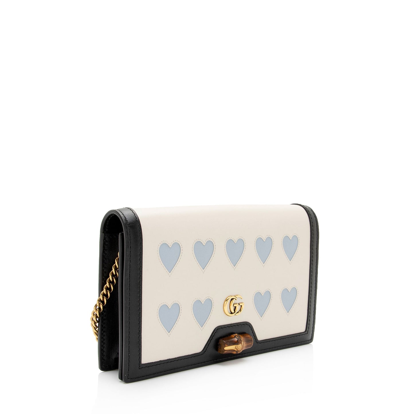 Gucci Lovelight Diana Chain SHF-xwLh4x Calfskin Black White Blue Crossbody Bag
