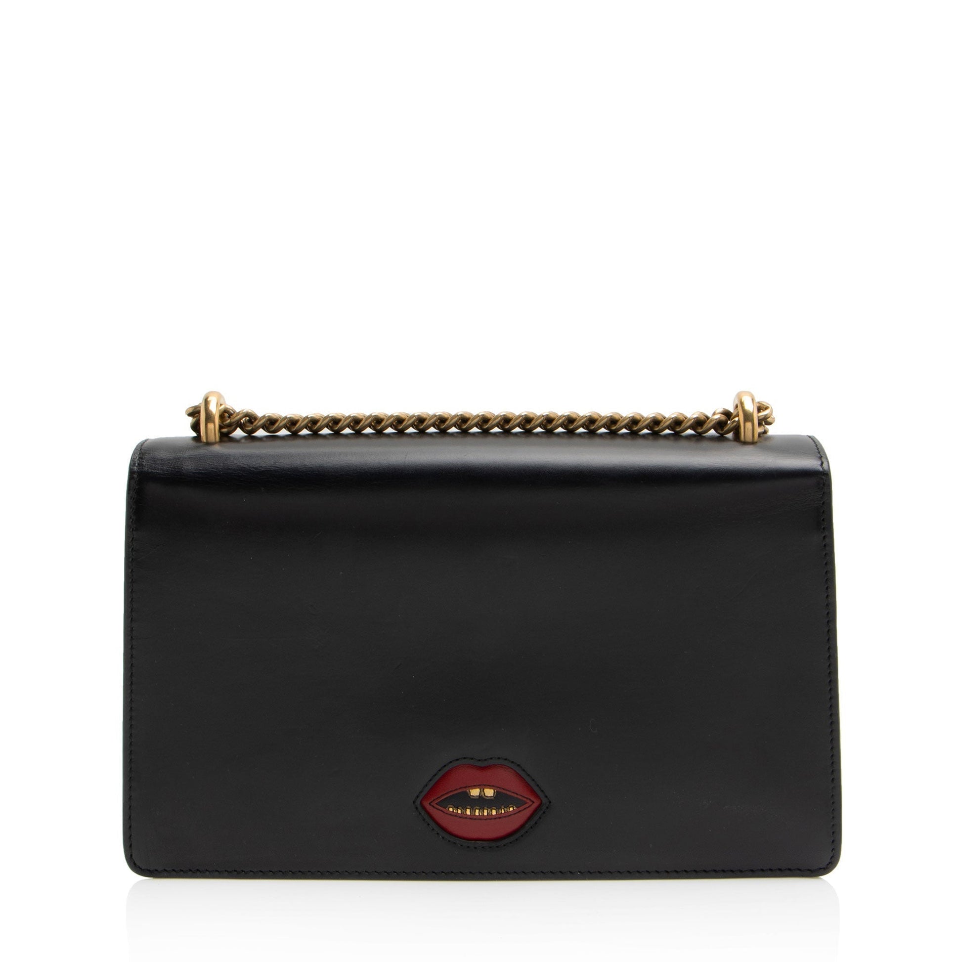 Gucci Malaga Kid Heart GG Marmont Calfskin Black Red Small Shoulder Bag