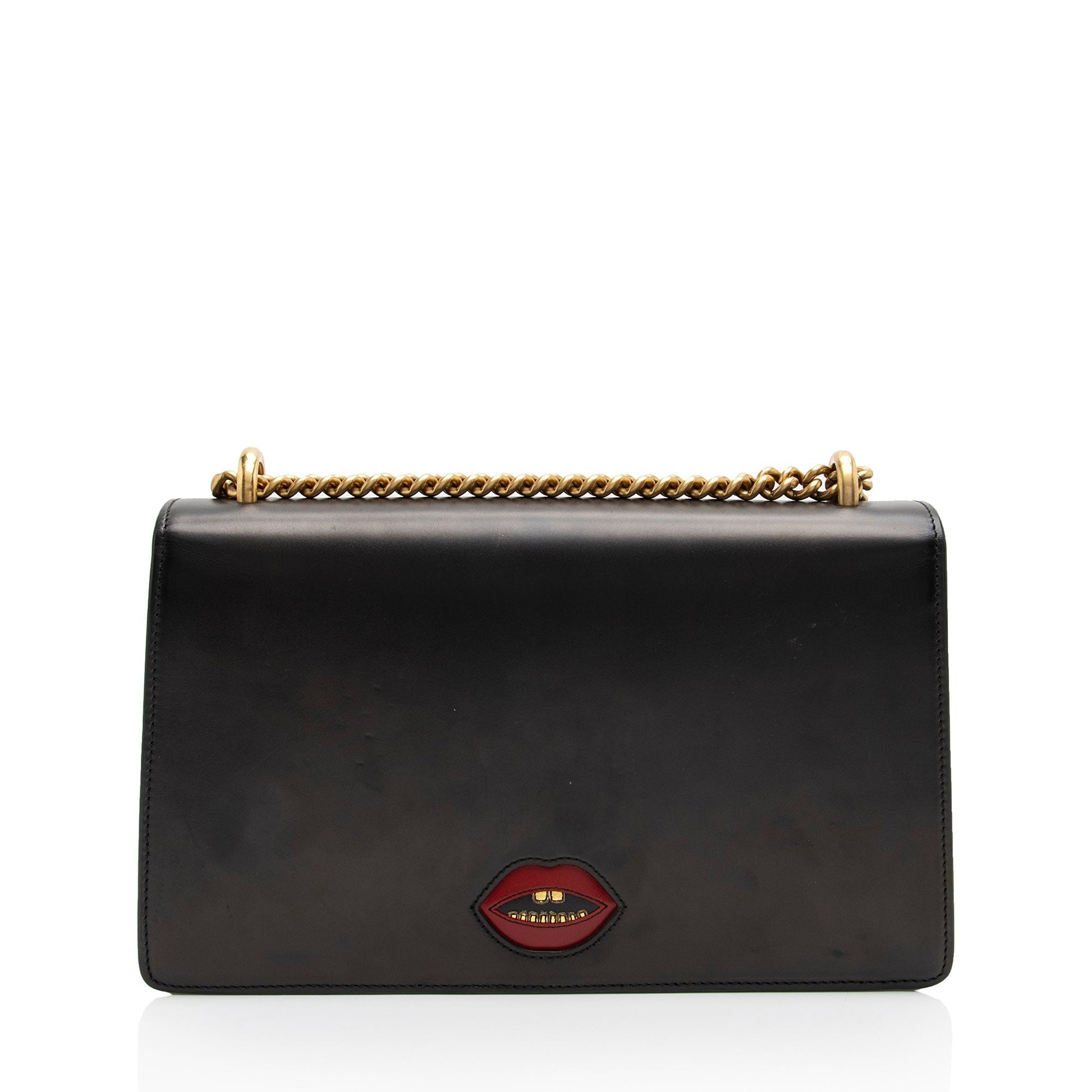 Gucci Malaga Kid Heart GG Marmont Leather Calfskin Black Red Shoulder Bag