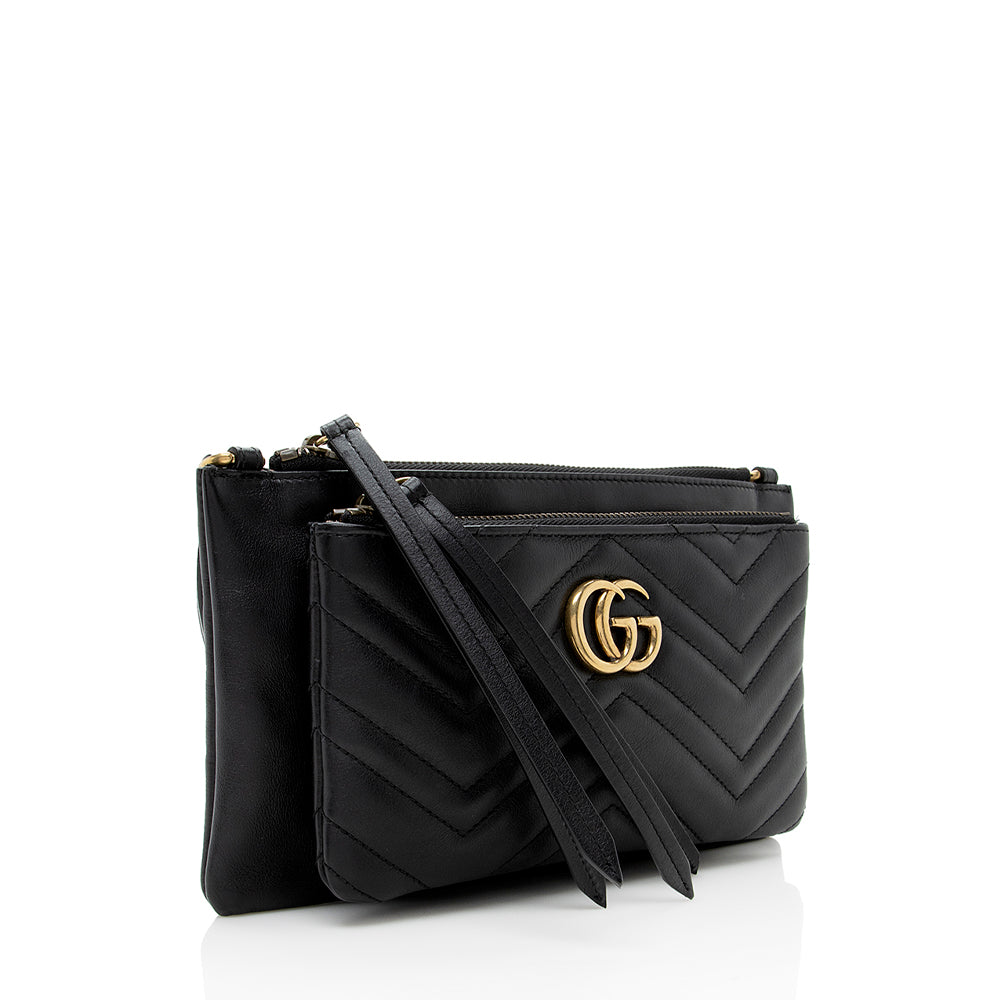 Gucci GG Marmont Double Zip SHF-UjjzWj Matelasse Leather Calfskin Black Crossbody Bag
