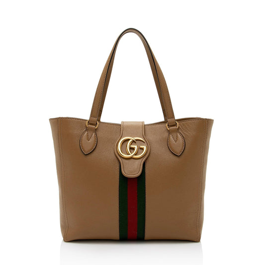 Gucci New Sakai Lux Web Dahlia Nylon Calfskin Beige Small Tote Bag