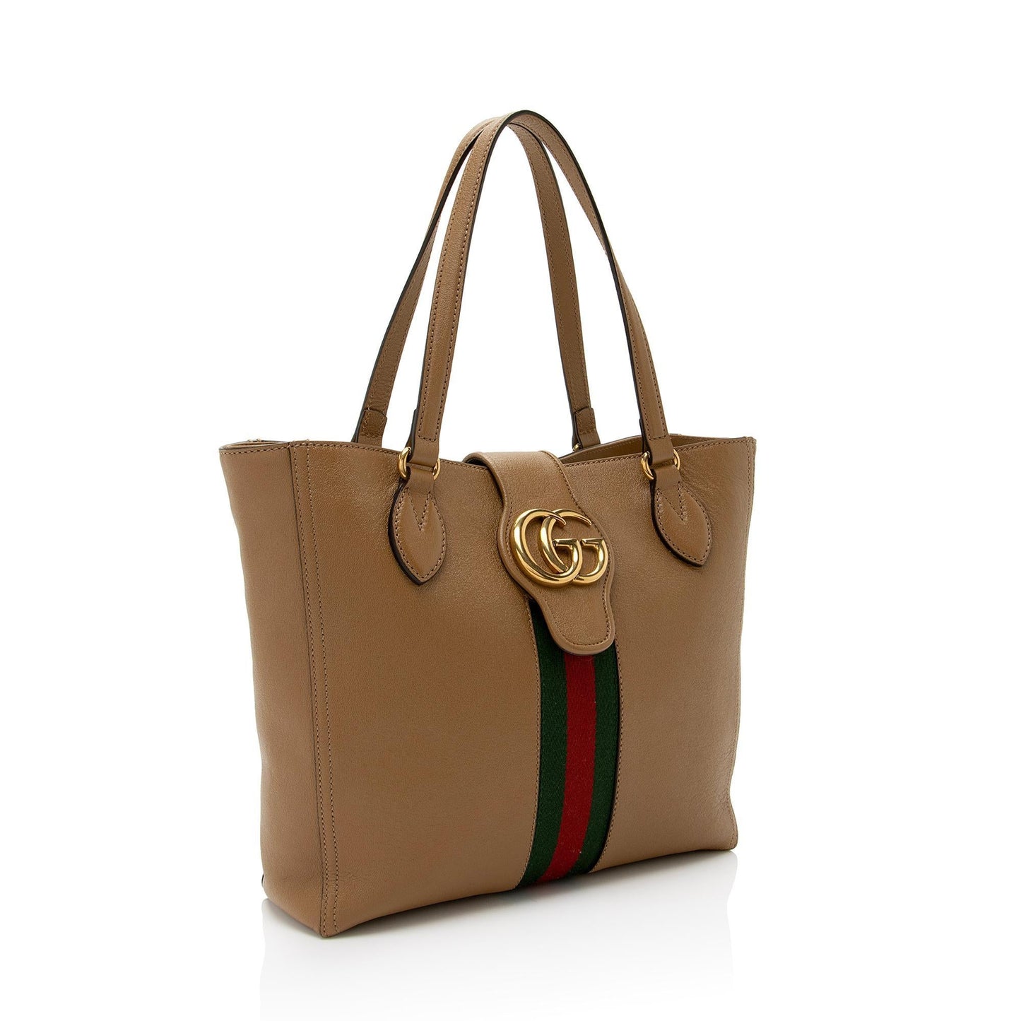 Gucci New Sakai Lux Web Dahlia Nylon Calfskin Beige Small Tote Bag