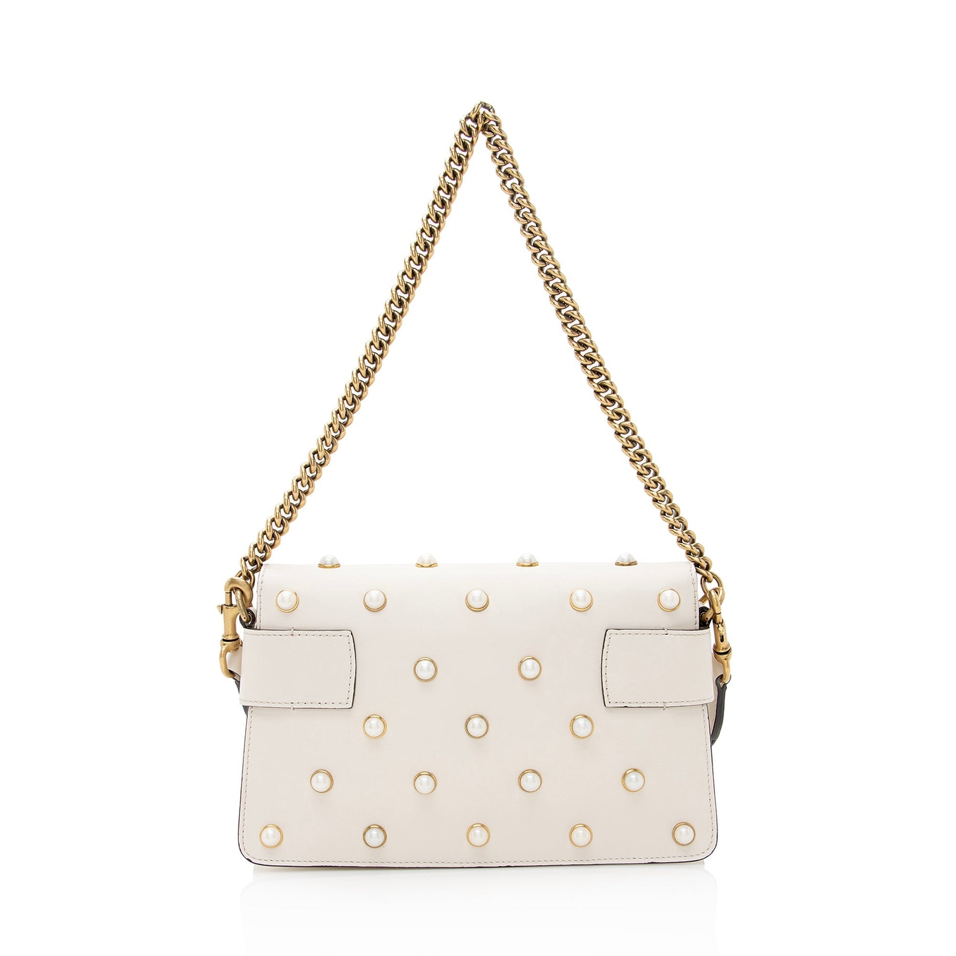 Gucci Pearl Bee Broadway SHF Nylon Calfskin White Mini Crossbody Bag