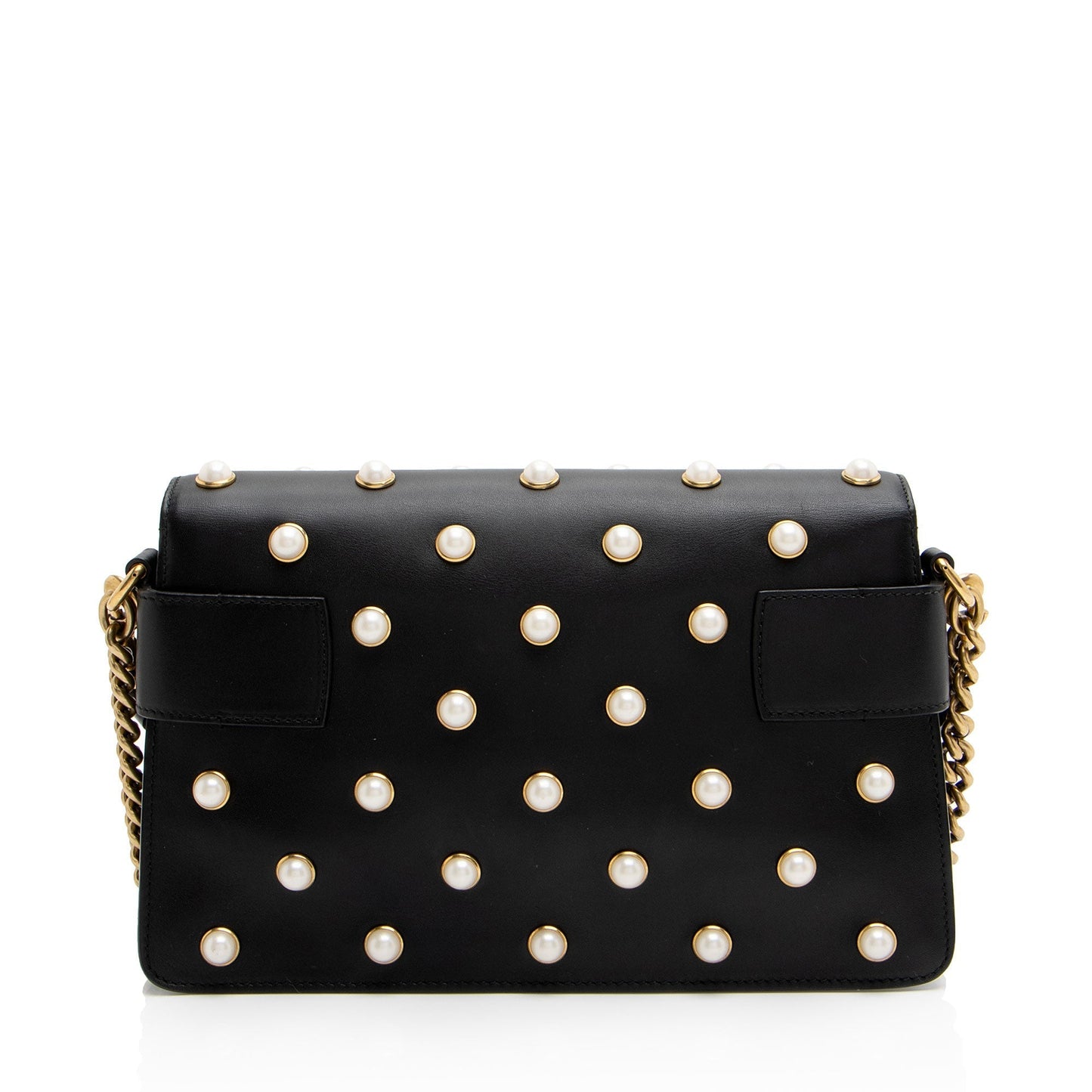 Gucci Pearl Tiger Broadway Nylon Calfskin Black White Crossbody Bag