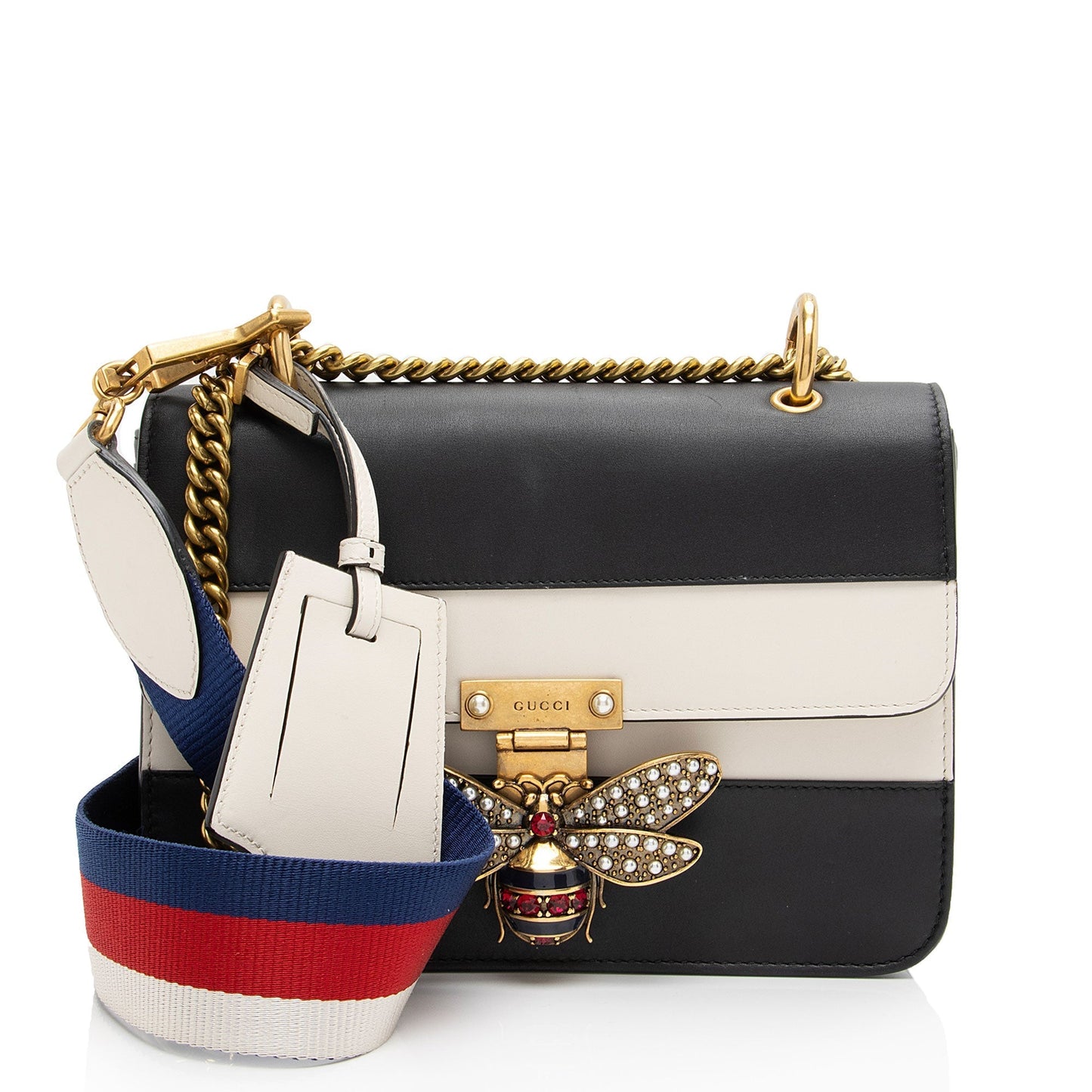 Gucci Queen Margaret SHF-P3GQPE Nylon Calfskin Black White Crossbody Bag