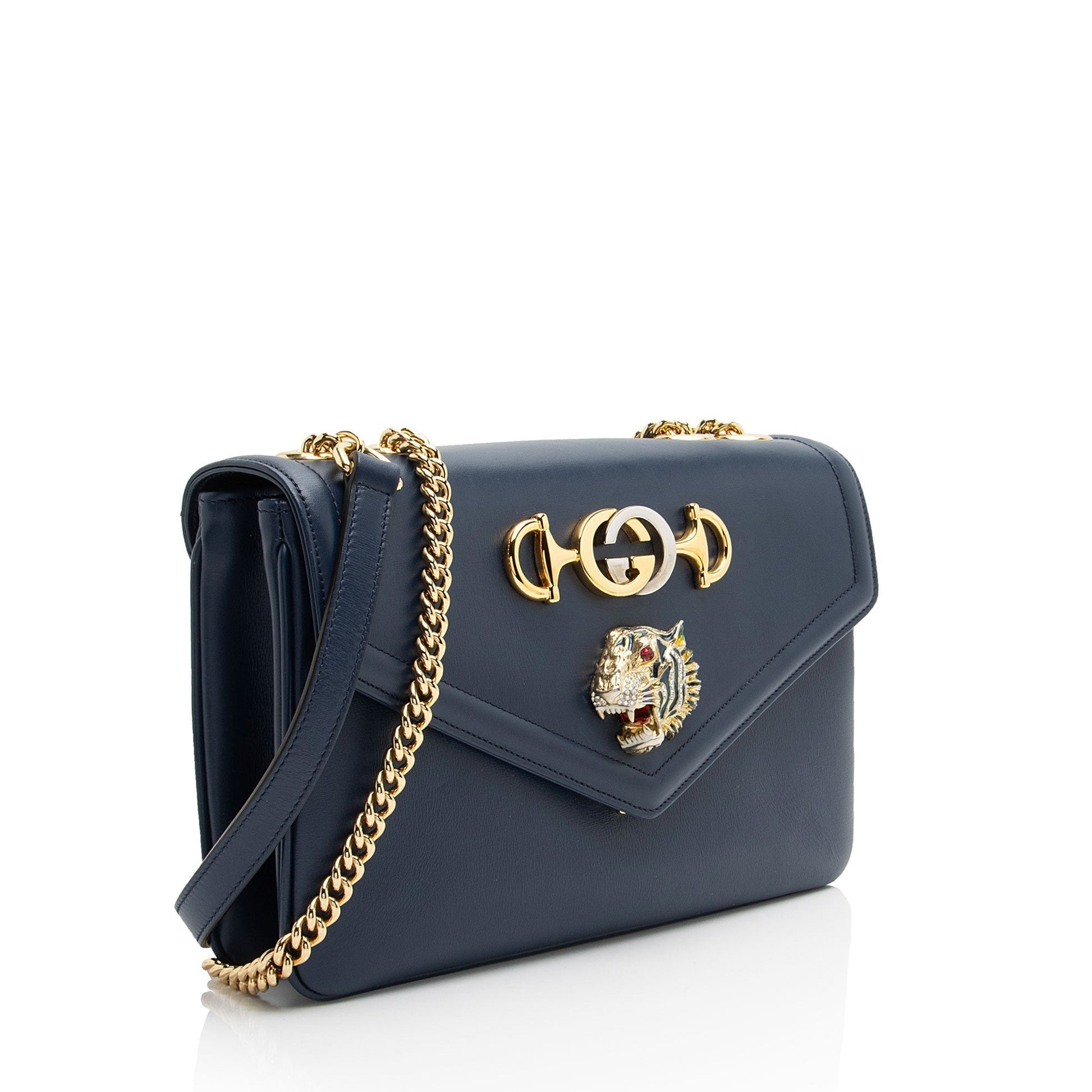 Gucci Rajah Zumi SHF-bv9Xhf Calfskin Blue Medium Crossbody Bag