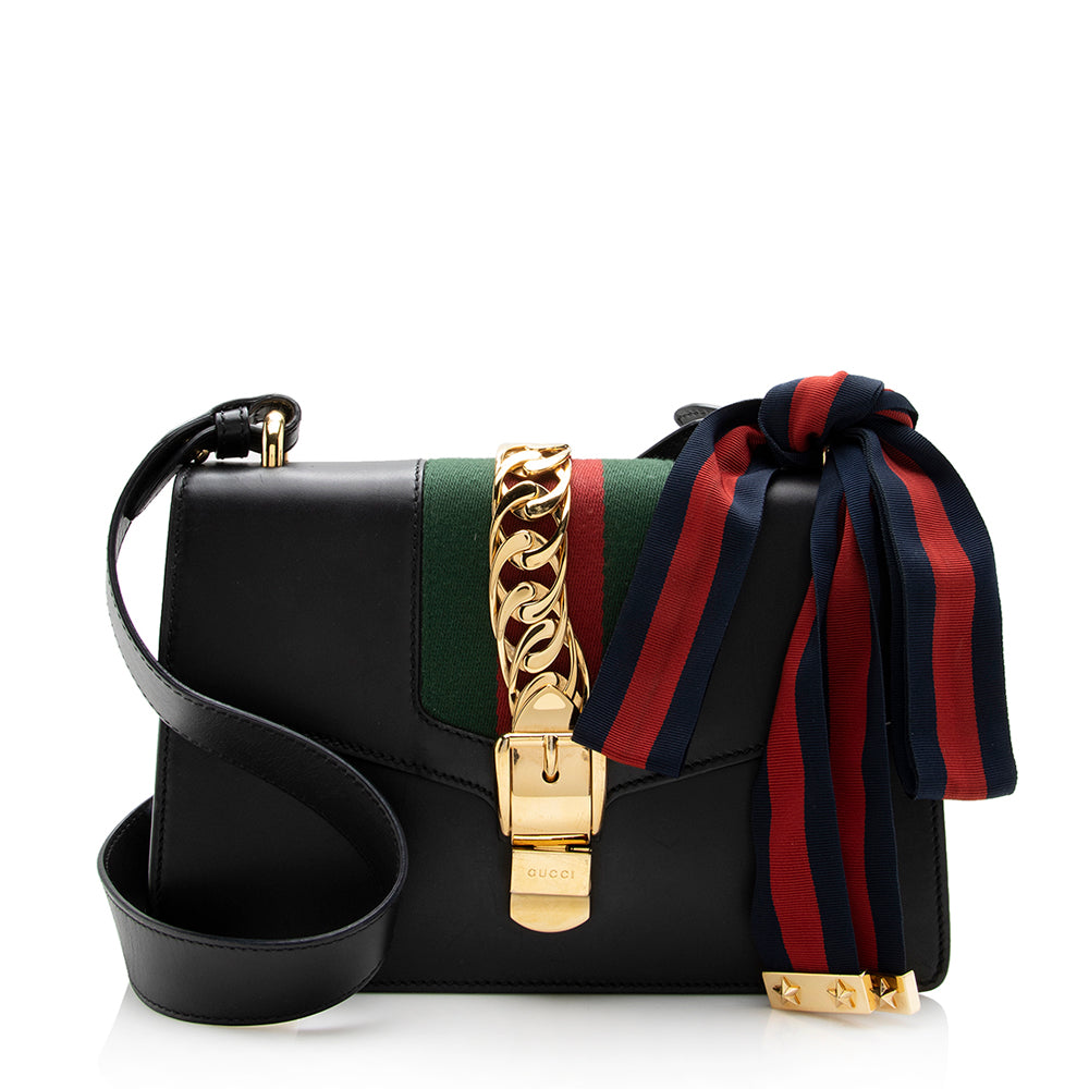Gucci Sylvie SHF Leather Calfskin Black Small Shoulder Bag