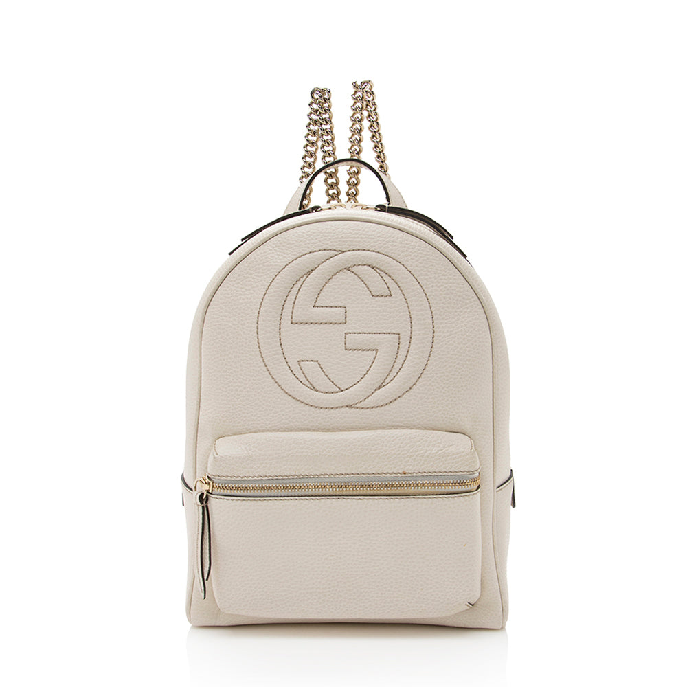 Gucci Soho Chain Backpack SHF Leather Calfskin White Beige Shoulder Bag