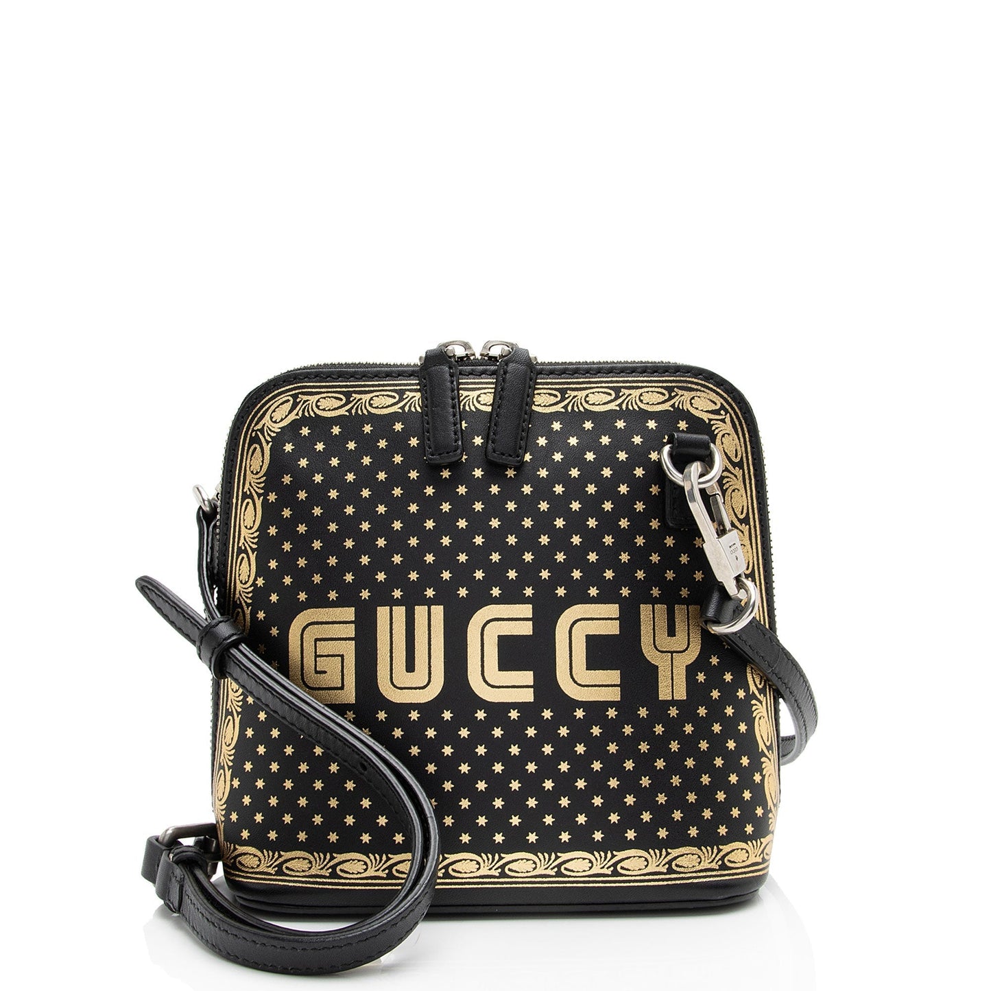 Gucci Star Print Guccy Calfskin Black Gold Mini Crossbody Bag Shf Bf5G9D