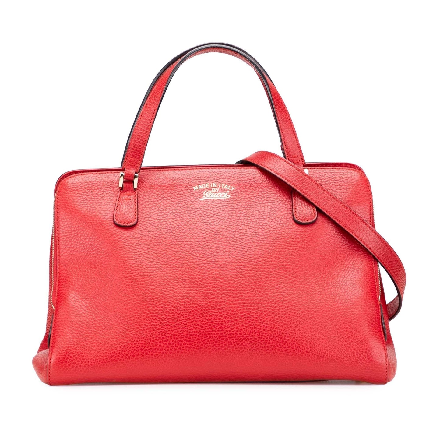 Gucci Swing Calf Calfskin Red Top Handle Satchel Bag
