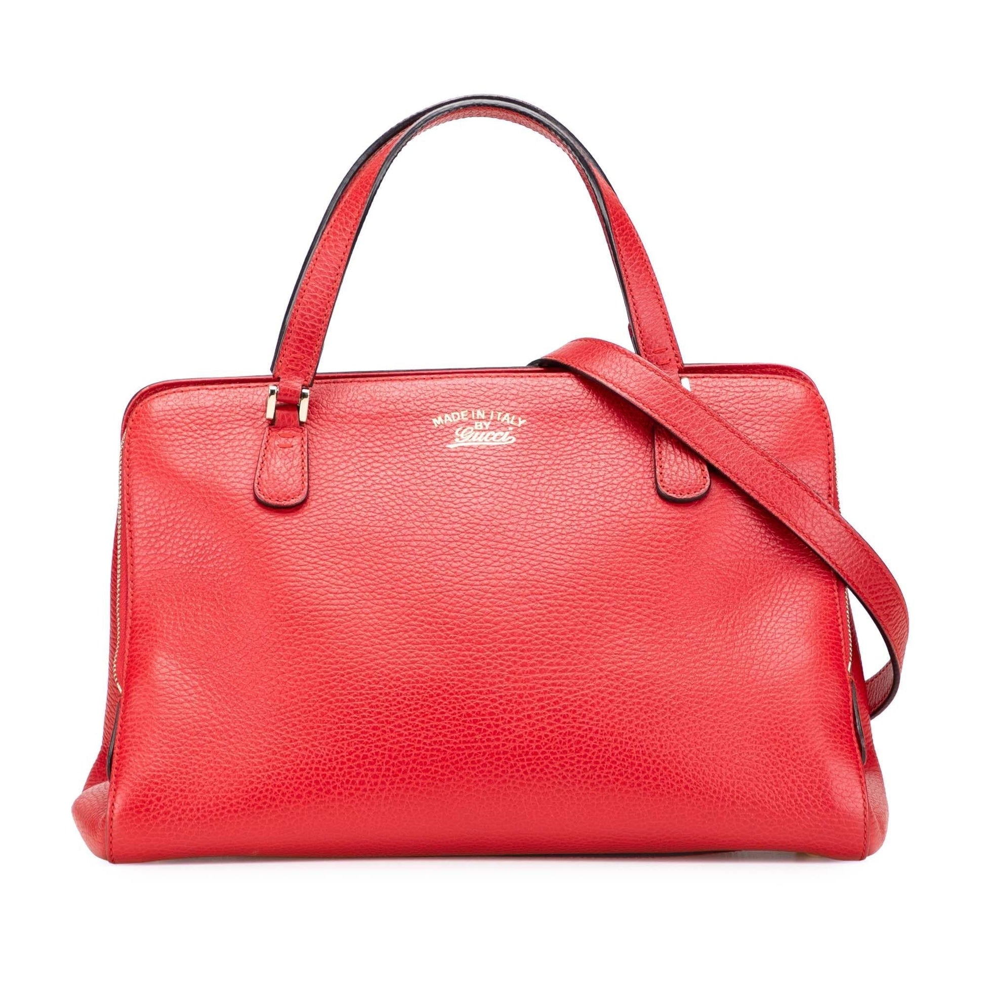 Gucci Swing Calf Calfskin Red Top Handle Satchel Bag