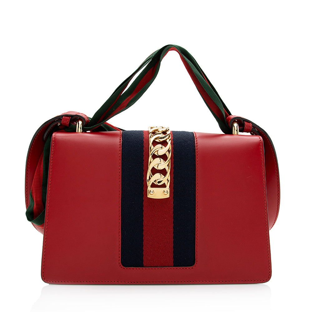 Gucci Sylvie SHF Nylon Calfskin Red Small Shoulder Bag
