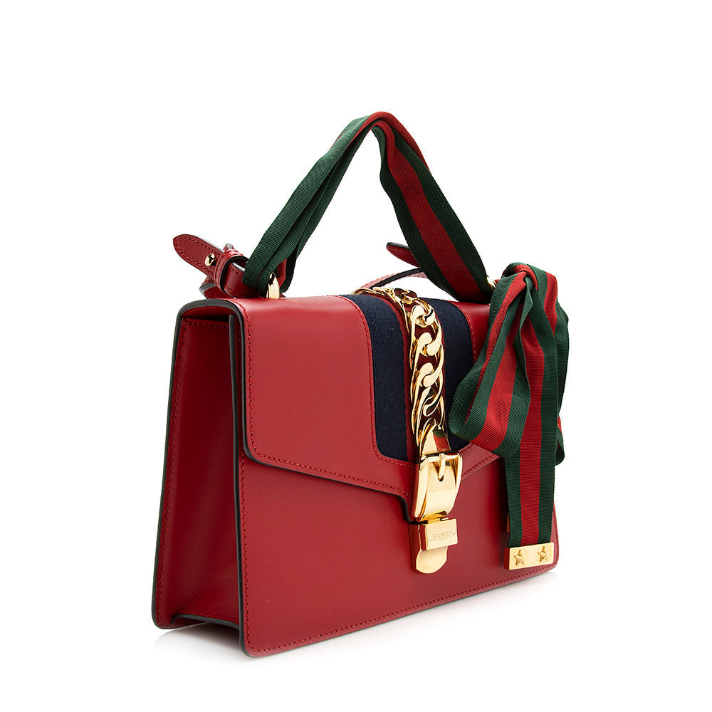 Gucci Sylvie SHF Nylon Calfskin Red Small Shoulder Bag