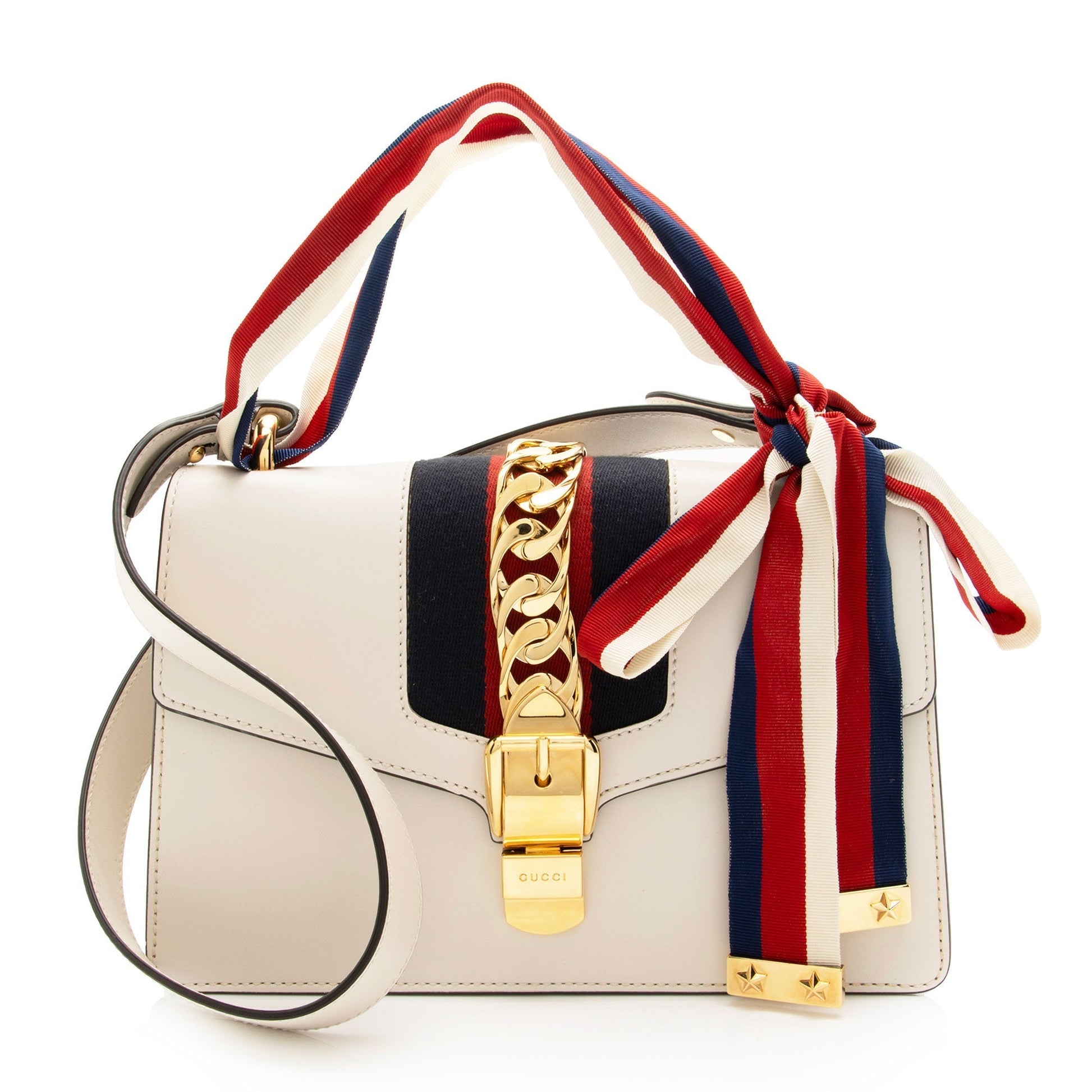 Gucci Sylvie SHF-Cn9quR Nylon Calfskin White Small Shoulder Bag
