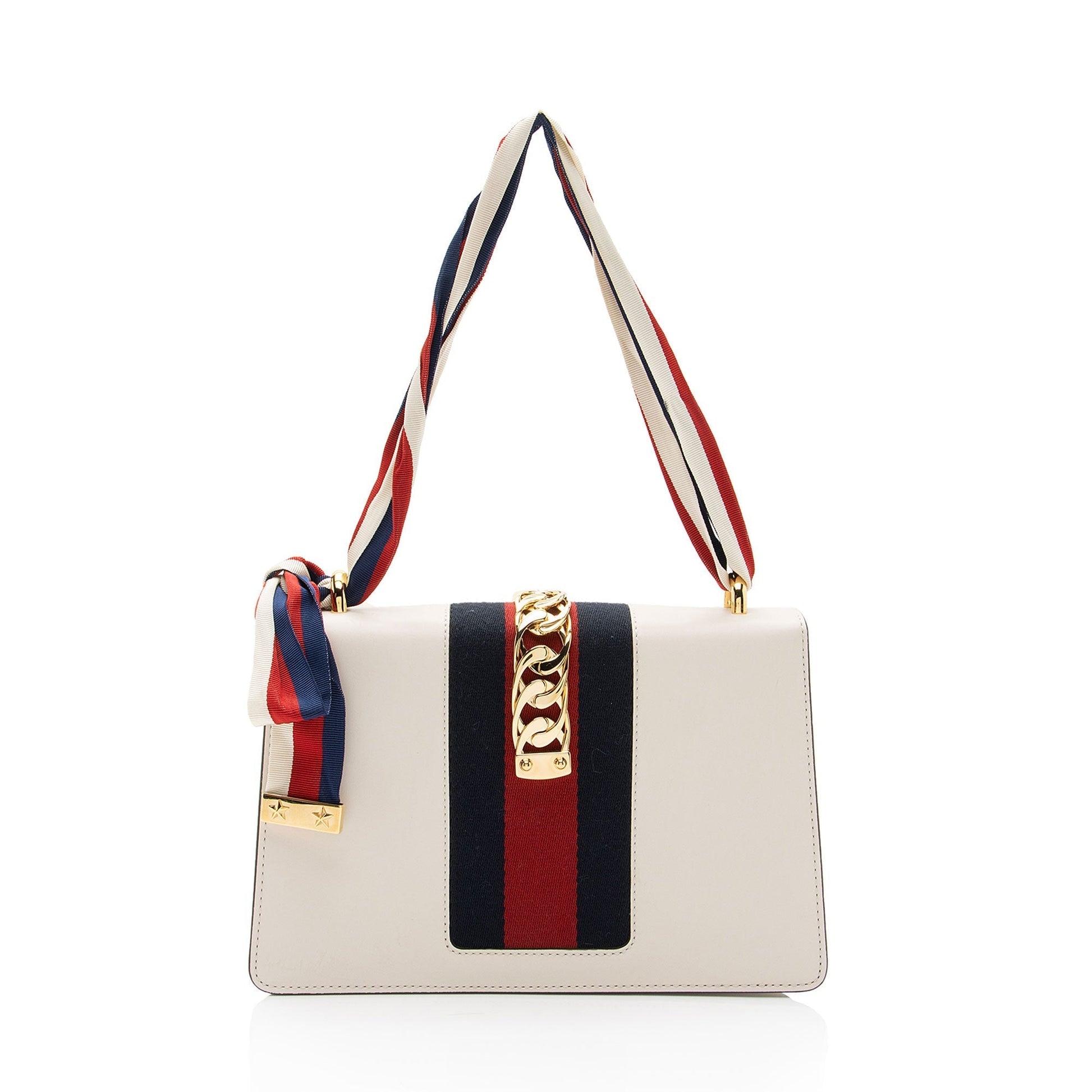 Gucci Sylvie SHF-G6Ob0L Nylon Calfskin White Small Shoulder Bag