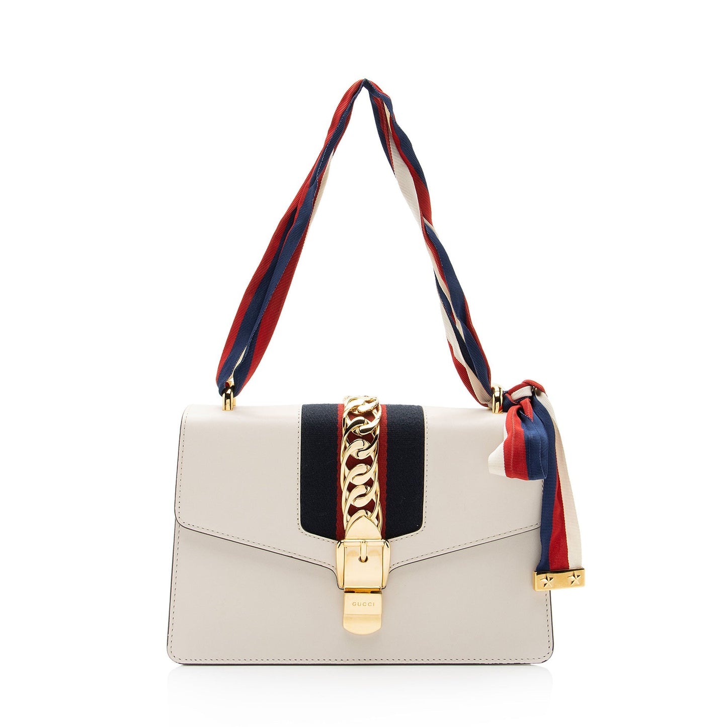 Gucci Sylvie SHF-G6Ob0L Nylon Calfskin White Small Shoulder Bag