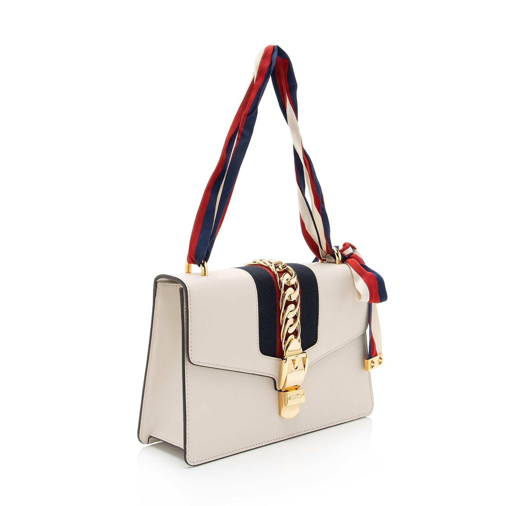 Gucci Sylvie SHF-G6Ob0L Nylon Calfskin White Small Shoulder Bag