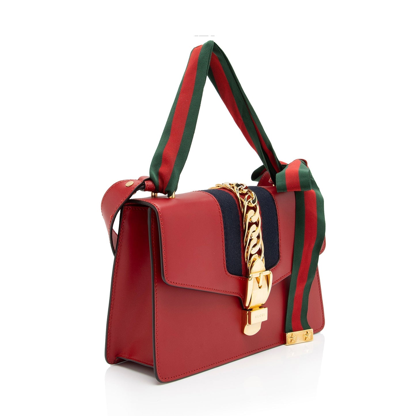 Gucci Sylvie SHF-pDYCA5 Nylon Calfskin Red Small Shoulder Bag