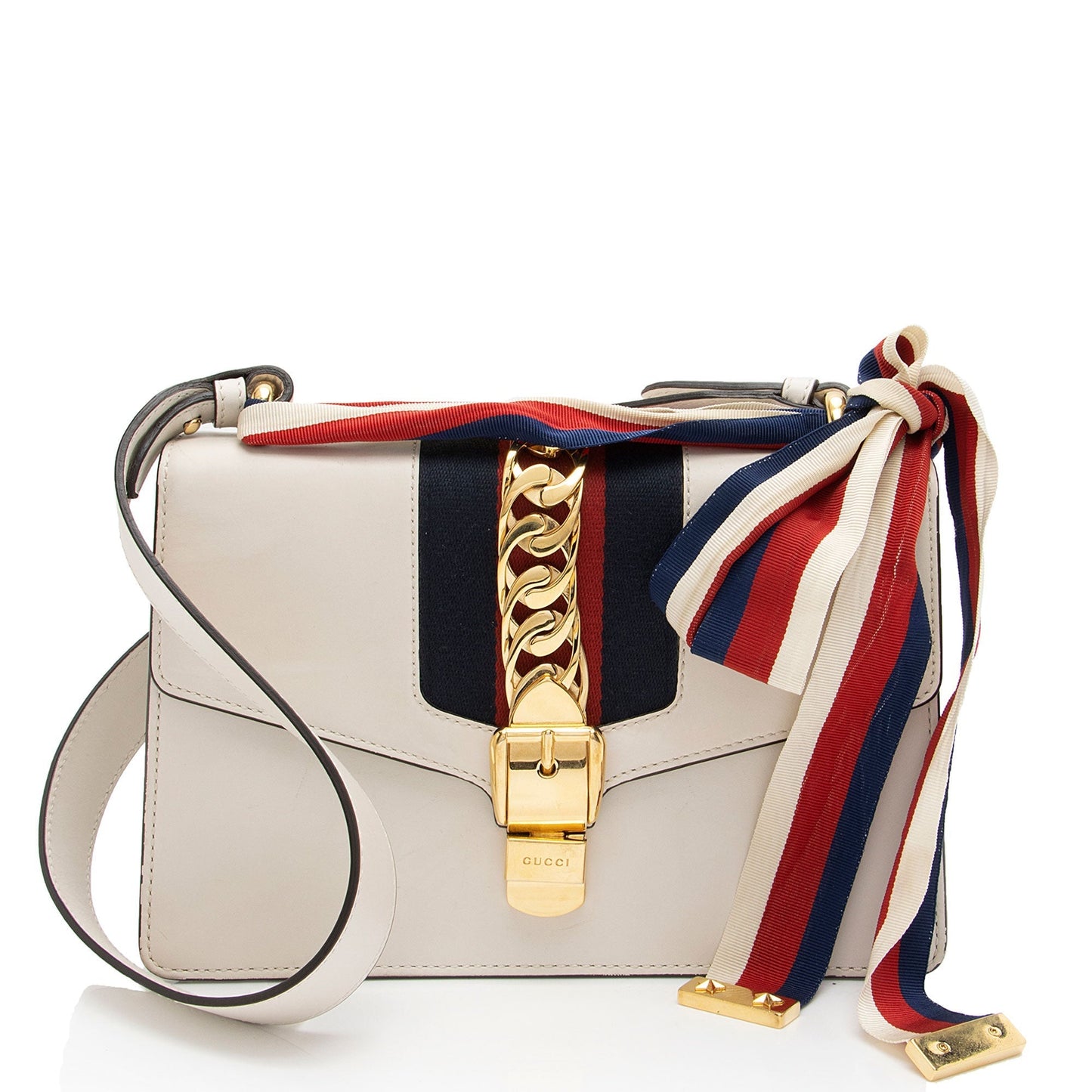 Gucci Sylvie SHF-zJc6rU Nylon Calfskin White Small Shoulder Bag