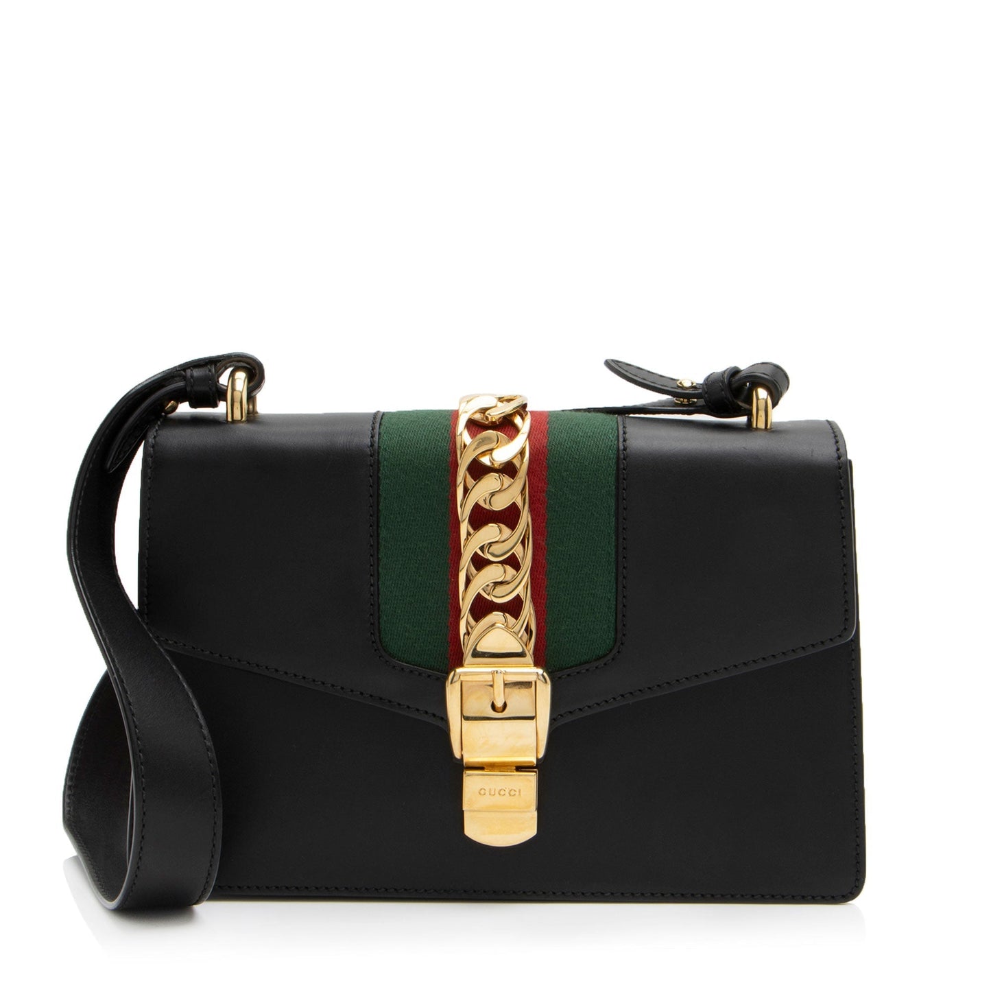Gucci Sylvie SHF-0C37e0 Nylon Calfskin Black Small Shoulder Bag