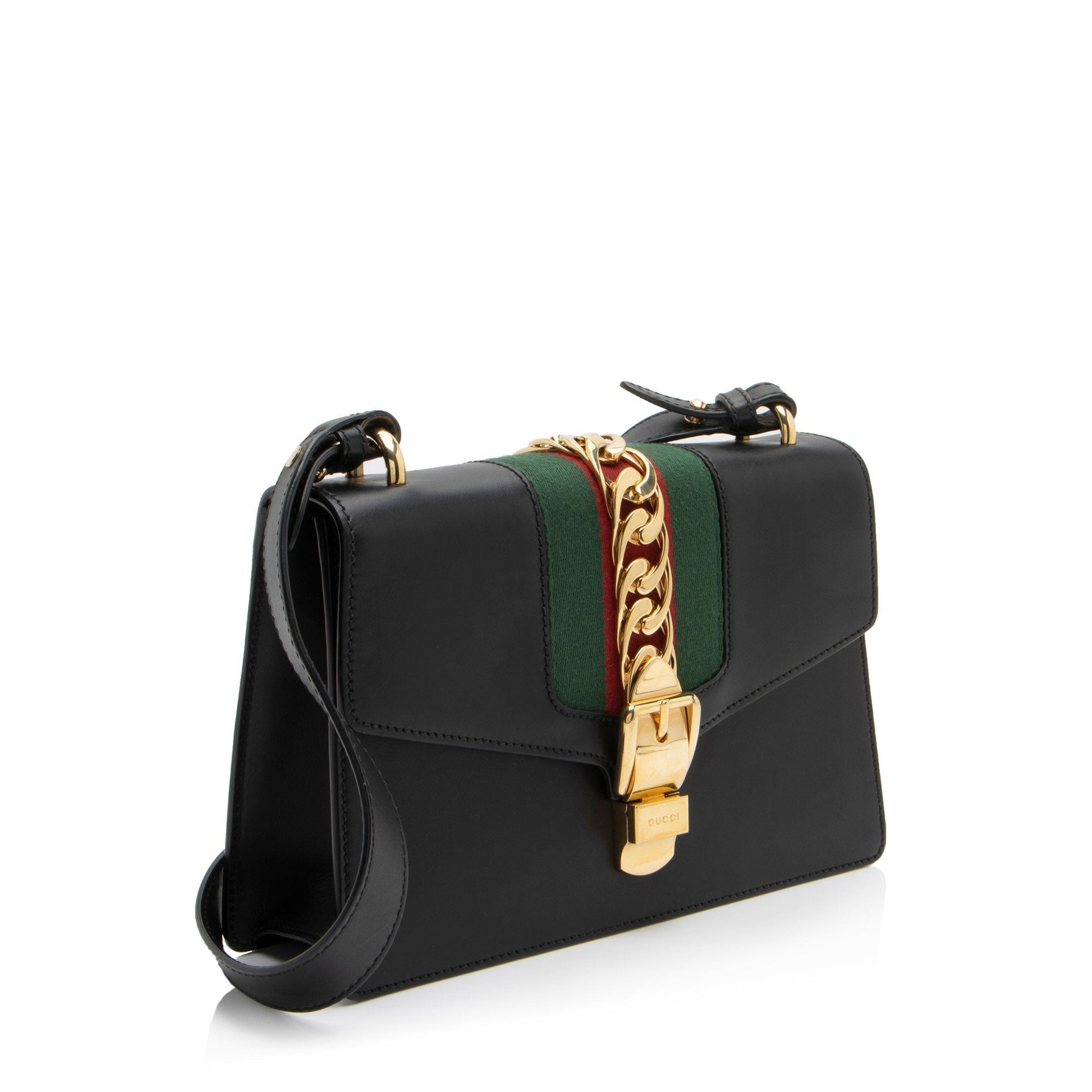Gucci Sylvie SHF-0C37e0 Nylon Calfskin Black Small Shoulder Bag