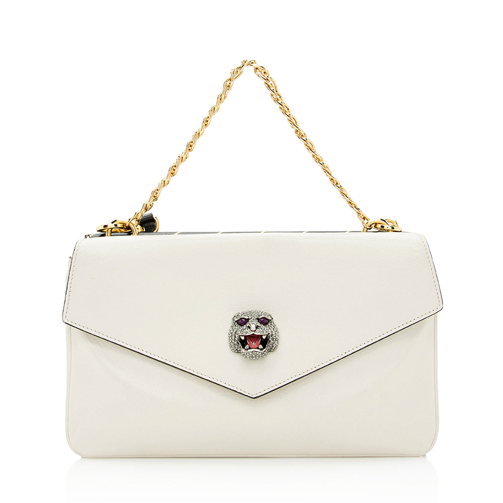 Gucci Diagonal Stipe Thiara Double SHF Calfskin Black White Crossbody Bag