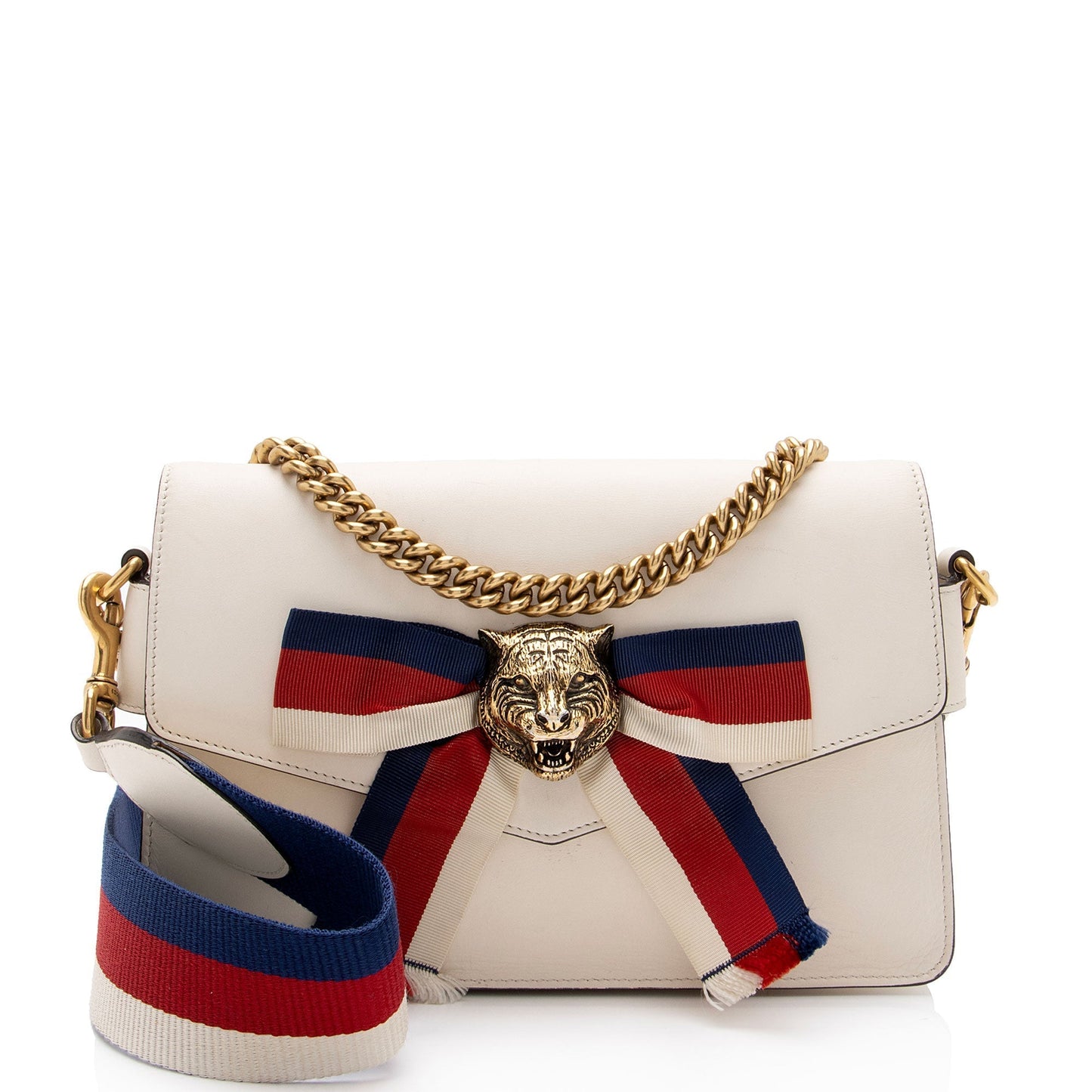 Gucci Tiger Broadway Nylon Calfskin White Mini Crossbody Bag