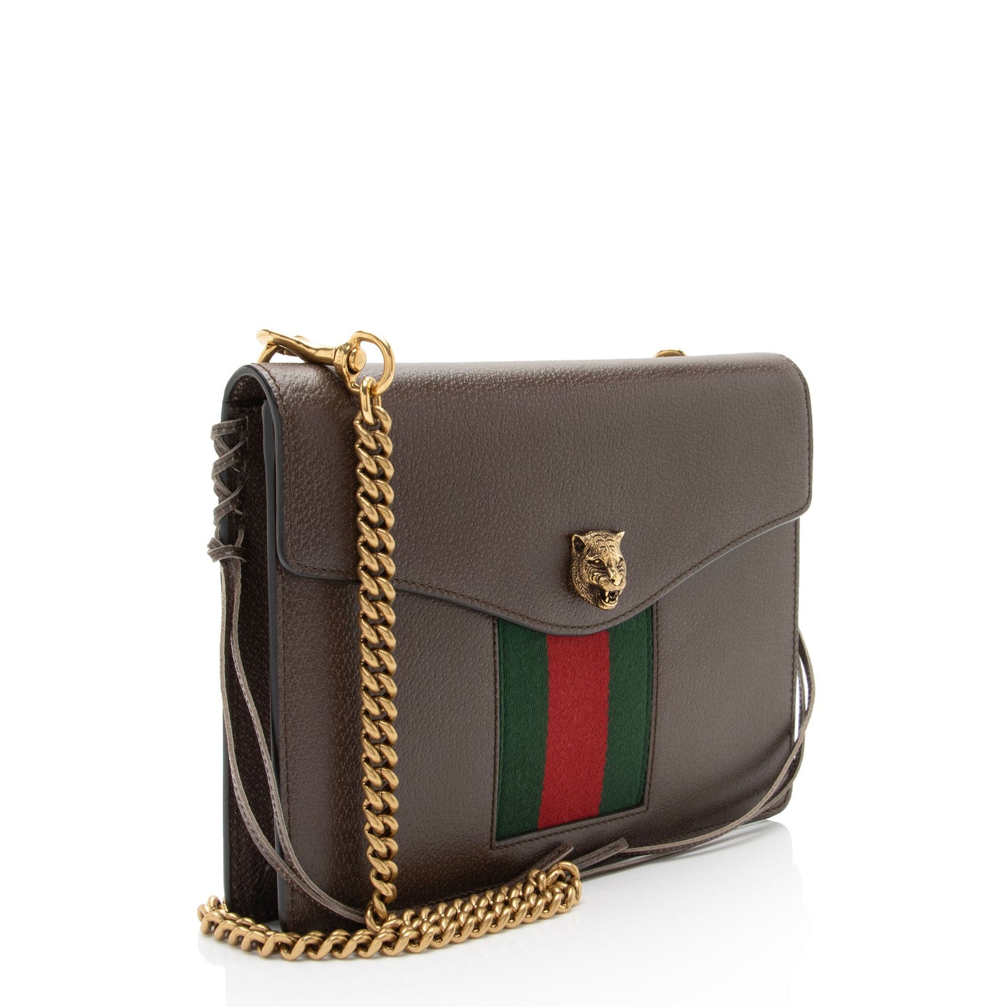 Gucci Web Animalier Nylon Calfskin Brown Crossbody Bag