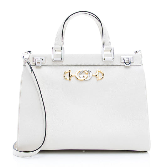 Gucci Zumi SHF Leather Calfskin White Medium Tote Bag