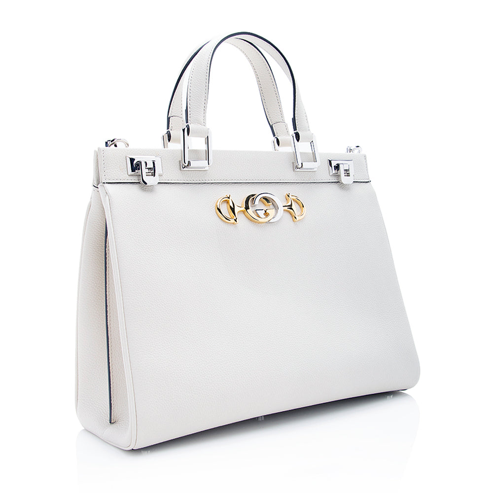 Gucci Zumi SHF Leather Calfskin White Medium Tote Bag
