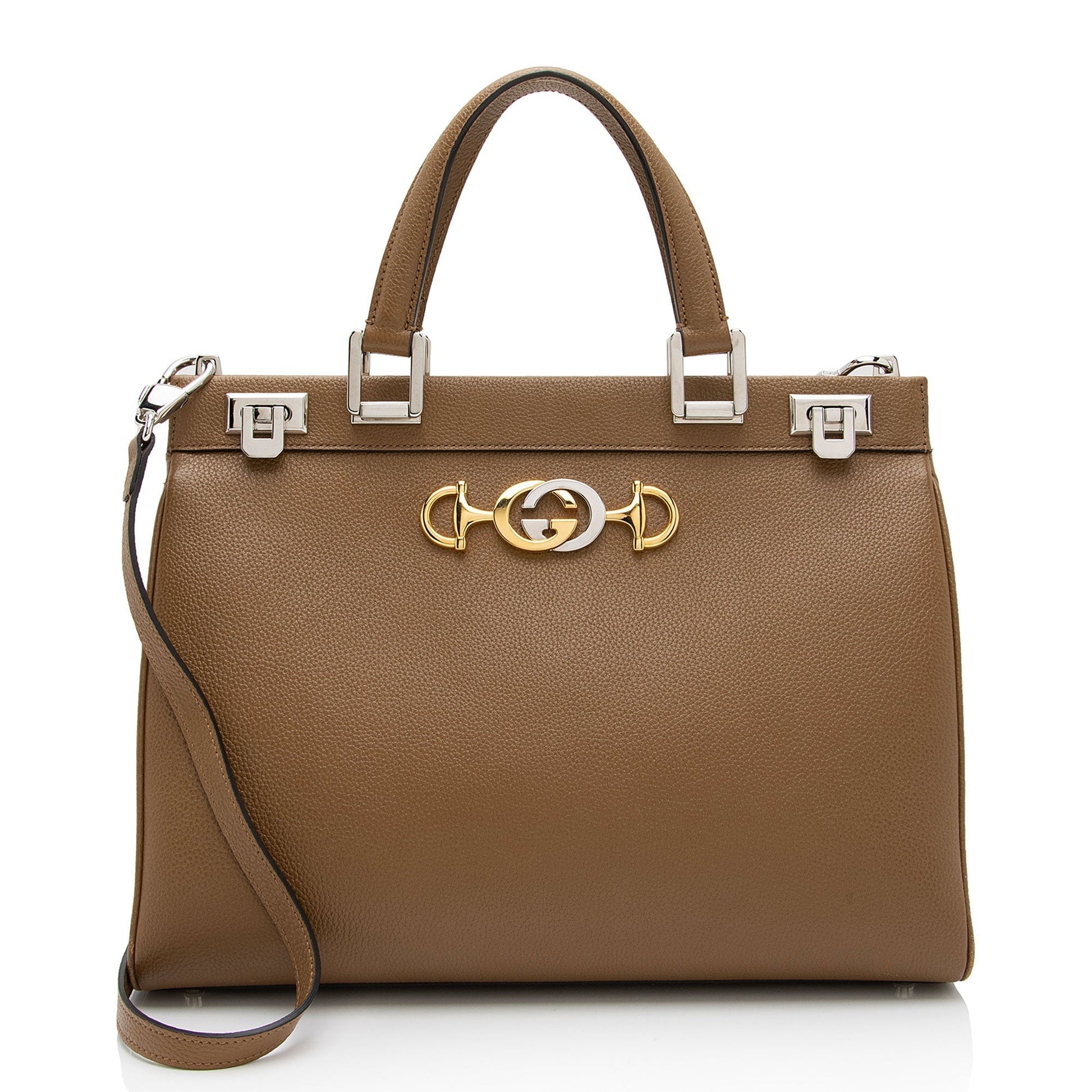 Gucci Zumi SHF-OWqKR6 Leather Calfskin Brown Medium Tote Bag