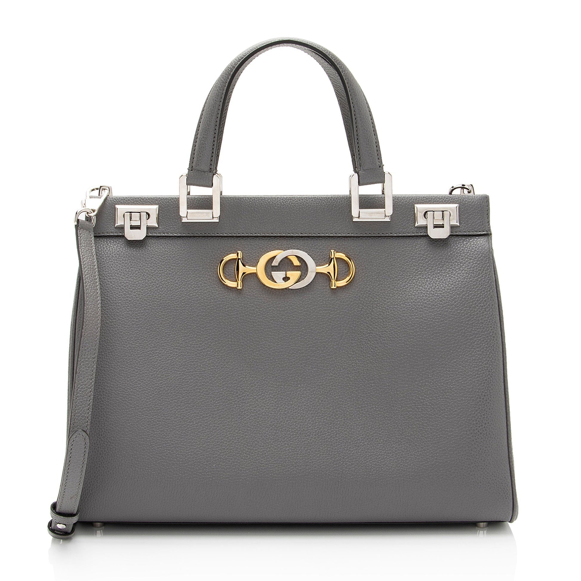 Gucci Zumi SHF-jQjYJ8 Leather Calfskin Grey Medium Tote Bag