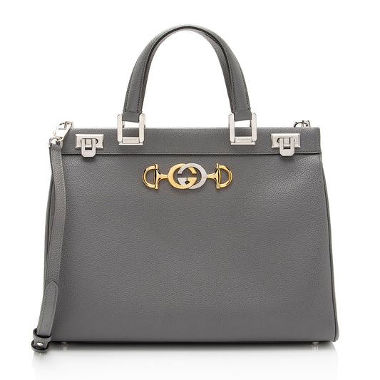 Gucci Zumi SHF-jQjYJ8 Leather Calfskin Grey Medium Tote Bag
